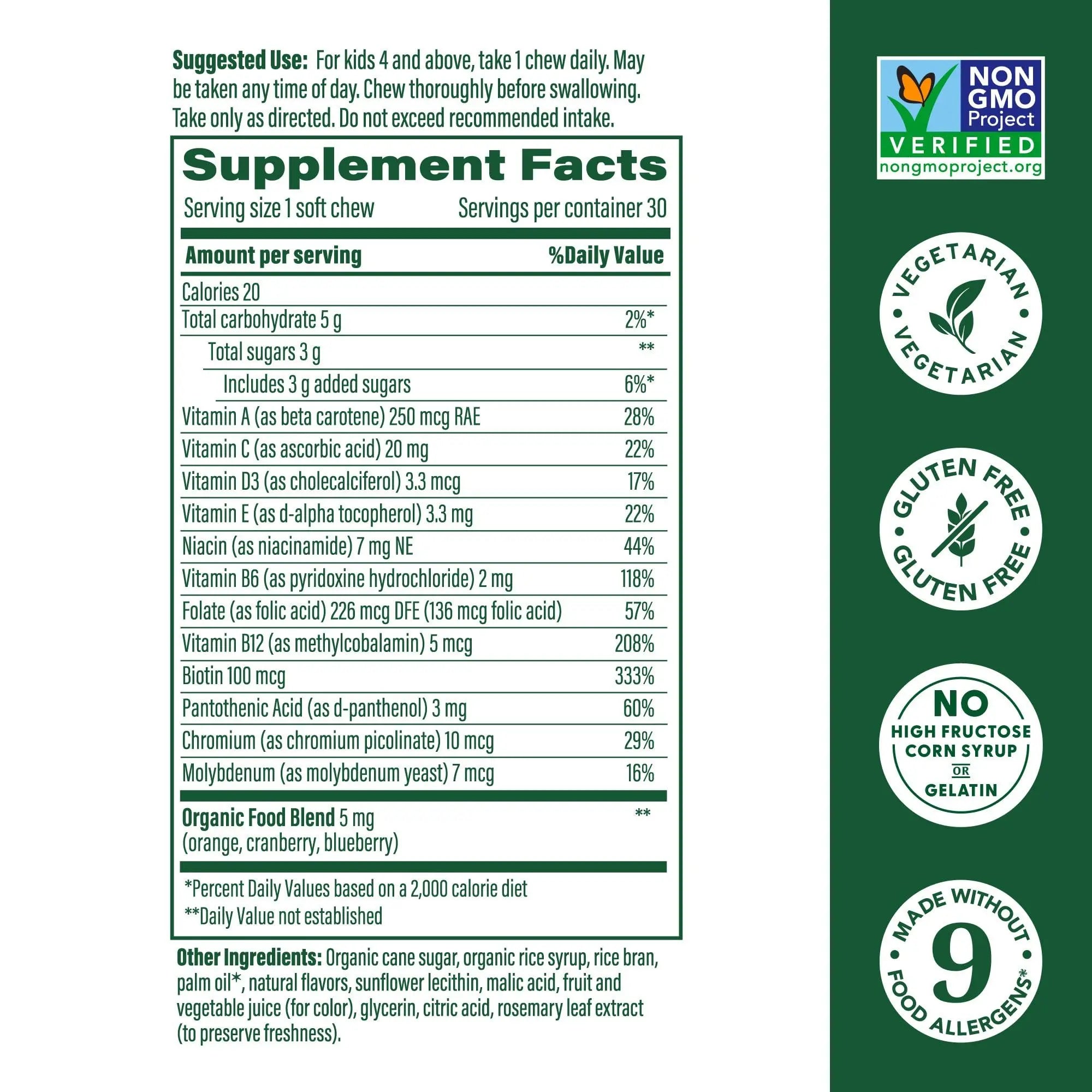 MegaFood Kids One Daily Multivitamin Soft Chews - Kids Vitamins with Vitamin B, Vitamin C, Vitamin D & Vitamin E - Age 4+, Vegetarian MegaFoodAu supplements