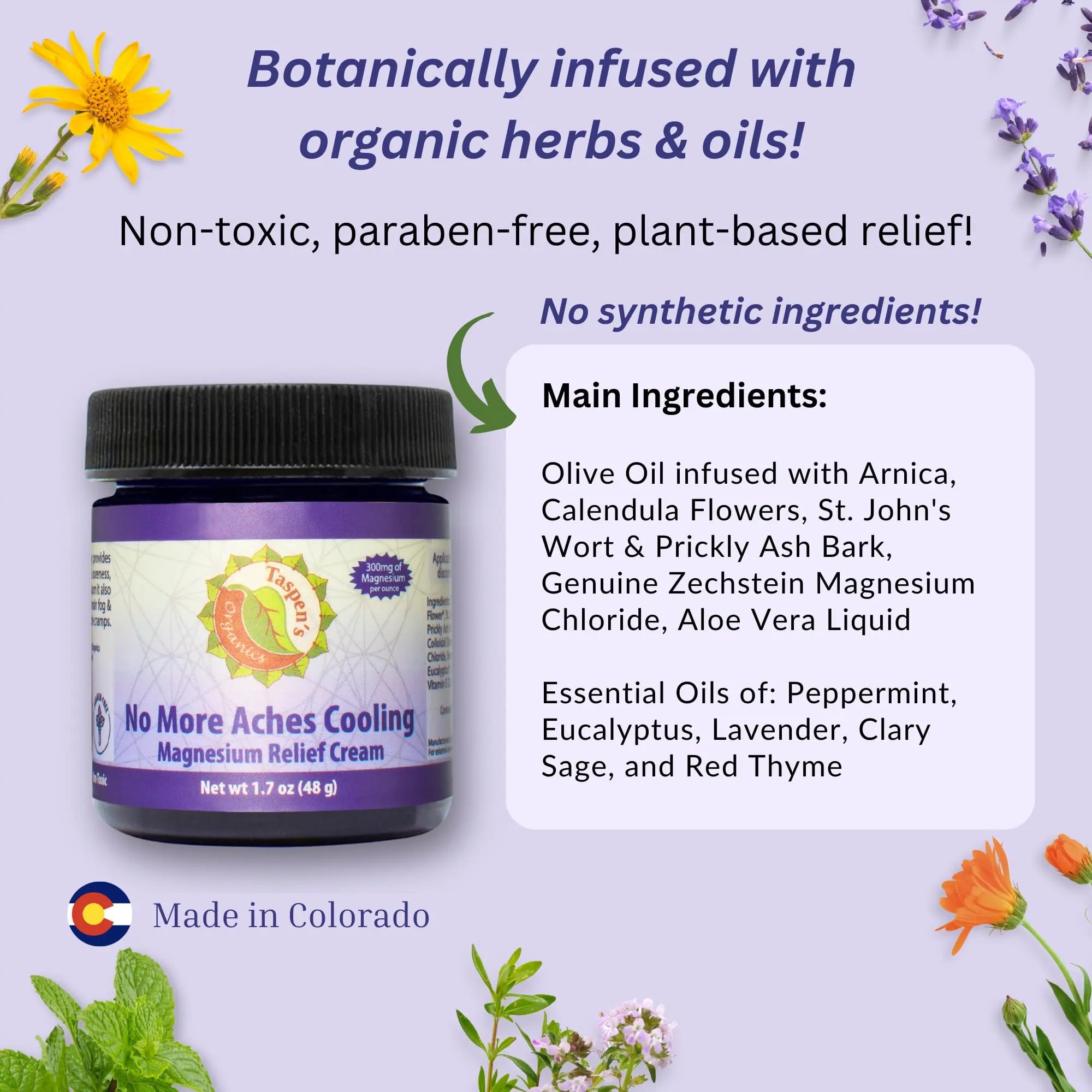 Taspen’s Organics Magnesium No More Aches Cooling Cream – Topical Magnesium Cream for Muscle Relief, Sore Muscles & Post-Workout Recovery with Arnica, Herbs & Essential Oils Taspen's OrganicsAu supplements