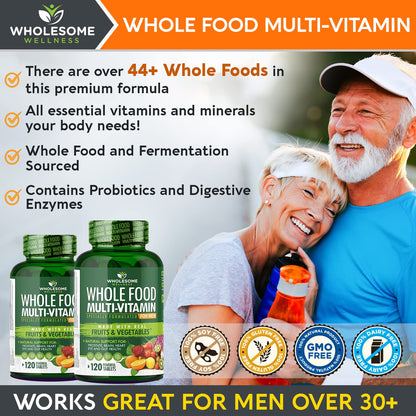 Whole Food Multivitamin for Men - Natural Multi Vitamins, Minerals, Organic Extracts Wholesome WellnessUS supplements