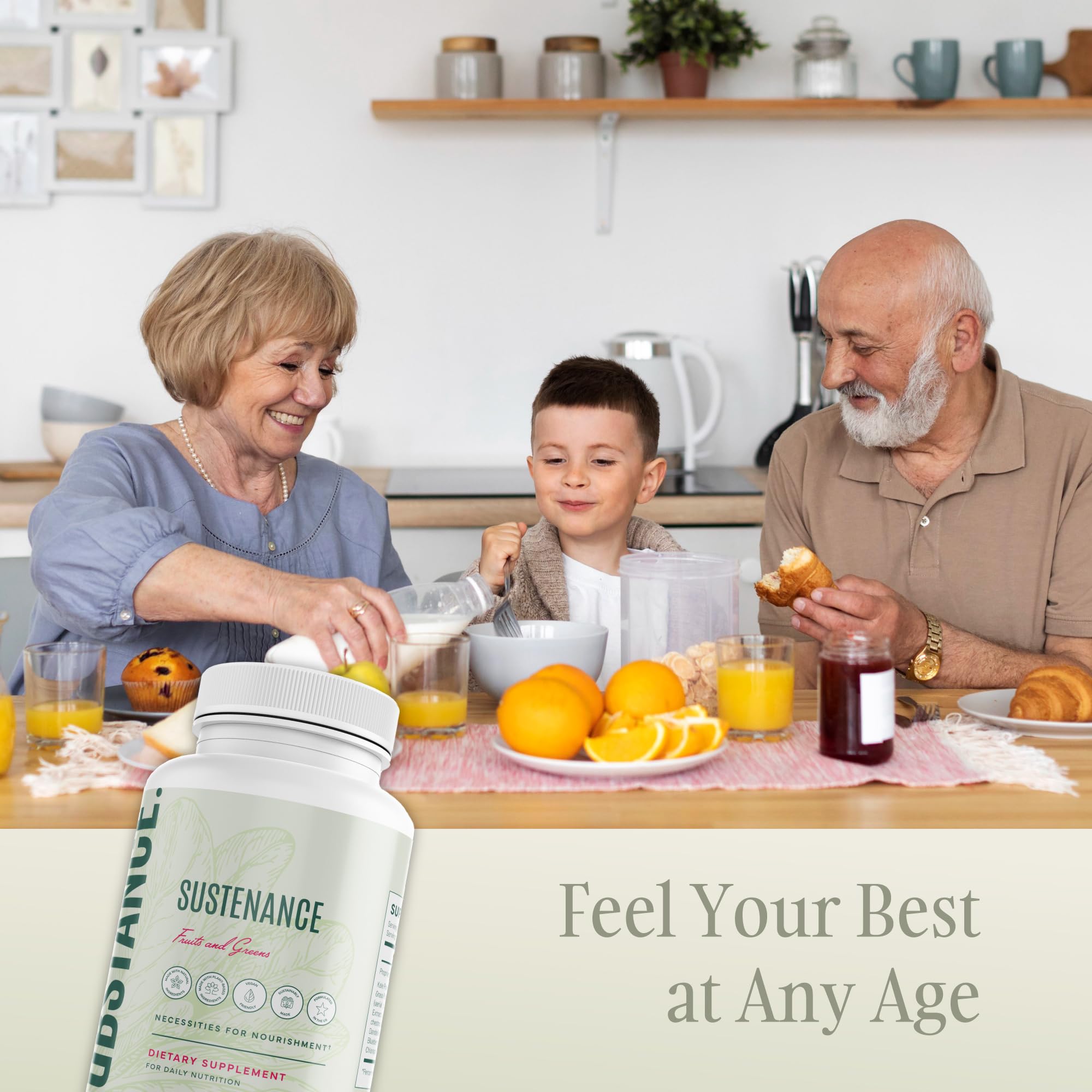 SUBSTANCE. - Nature's Sustenance Daily Greens, Daily Fruit and Veggies Supplement - Enhance Energy, Mental Clarity - Fruits and Vegetables Supplements - US Made, Vegan-Friendly - 30 Servings. SUBSTANCE.Au supplements