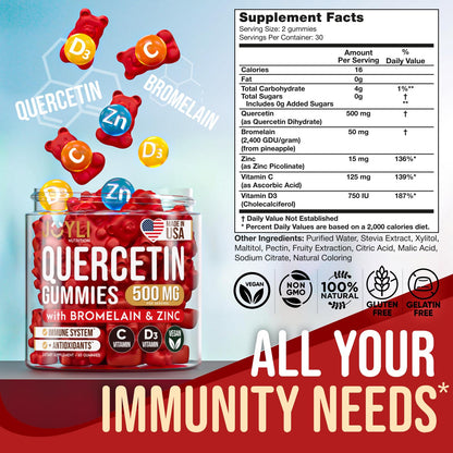 JOYLI Quercetin Gummies - Pure Quercetin with Bromelain Zinc Vitamin C & Vitamin D3 JOYLI NutritionUS supplements