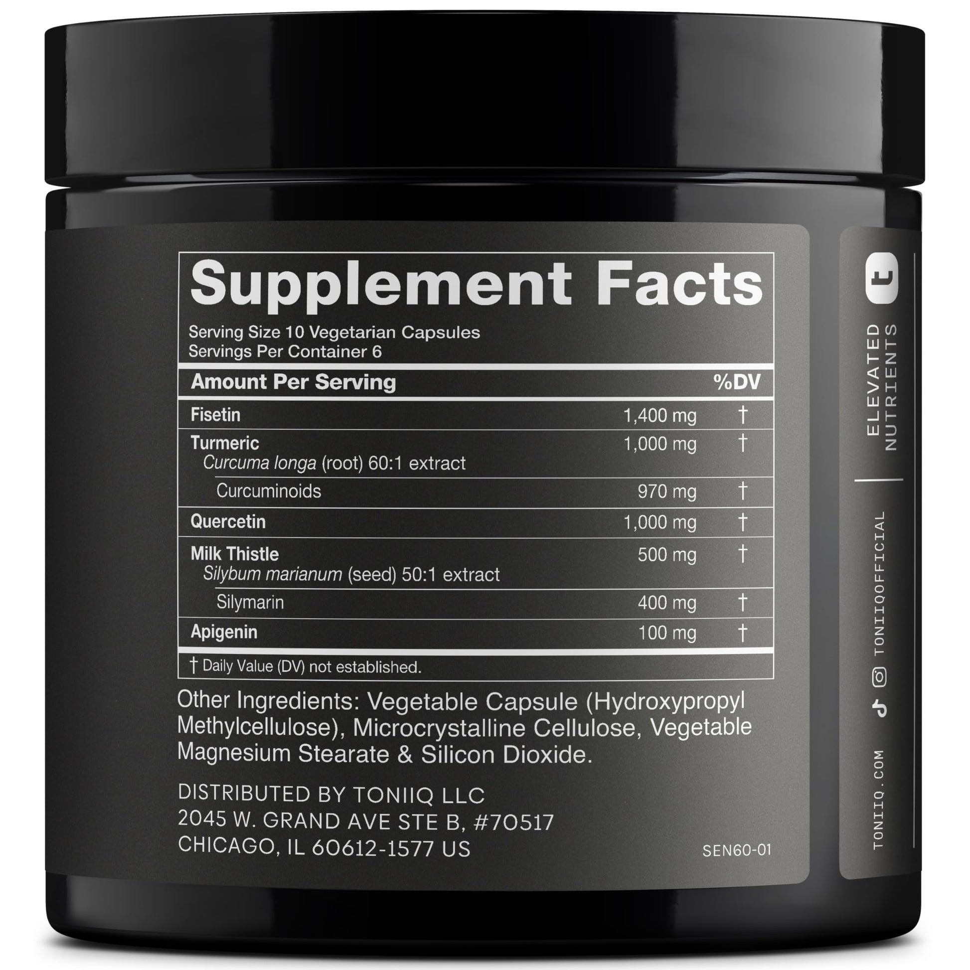 Fisetin Supplement – Senolytic Supplement Ultra High Potency 4,000mg with Quercetin, Curcumin 97%, Apigenin & Milk Thistle – High Strength Blend – Third-Party Lab Tested – 3 Month Supply ToniiqAu supplements