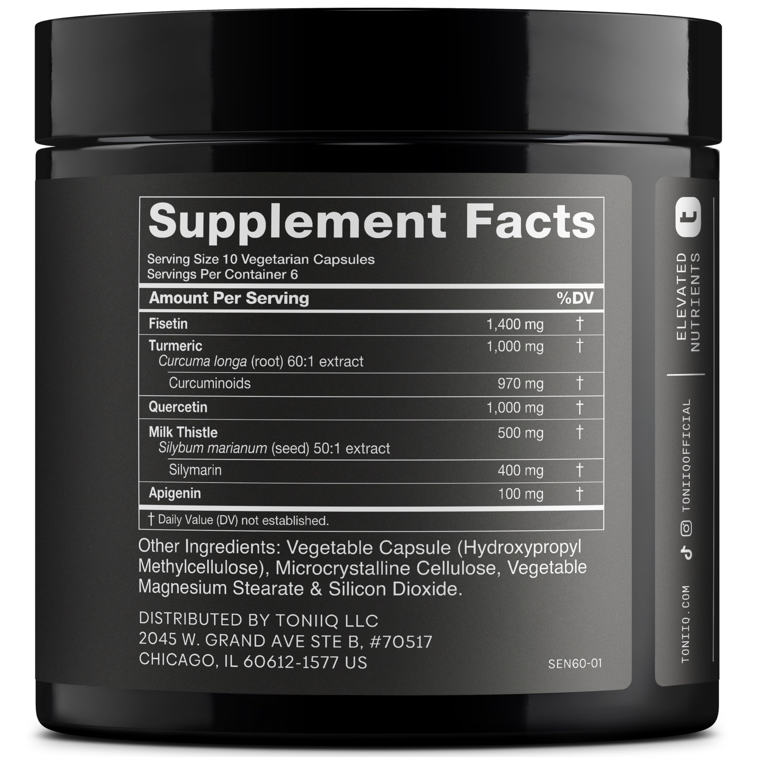 Fisetin Supplement – Senolytic Supplement Ultra High Potency 4,000mg with Quercetin, Curcumin 97%, Apigenin & Milk Thistle – High Strength Blend – Third-Party Lab Tested – 3 Month Supply ToniiqAu supplements