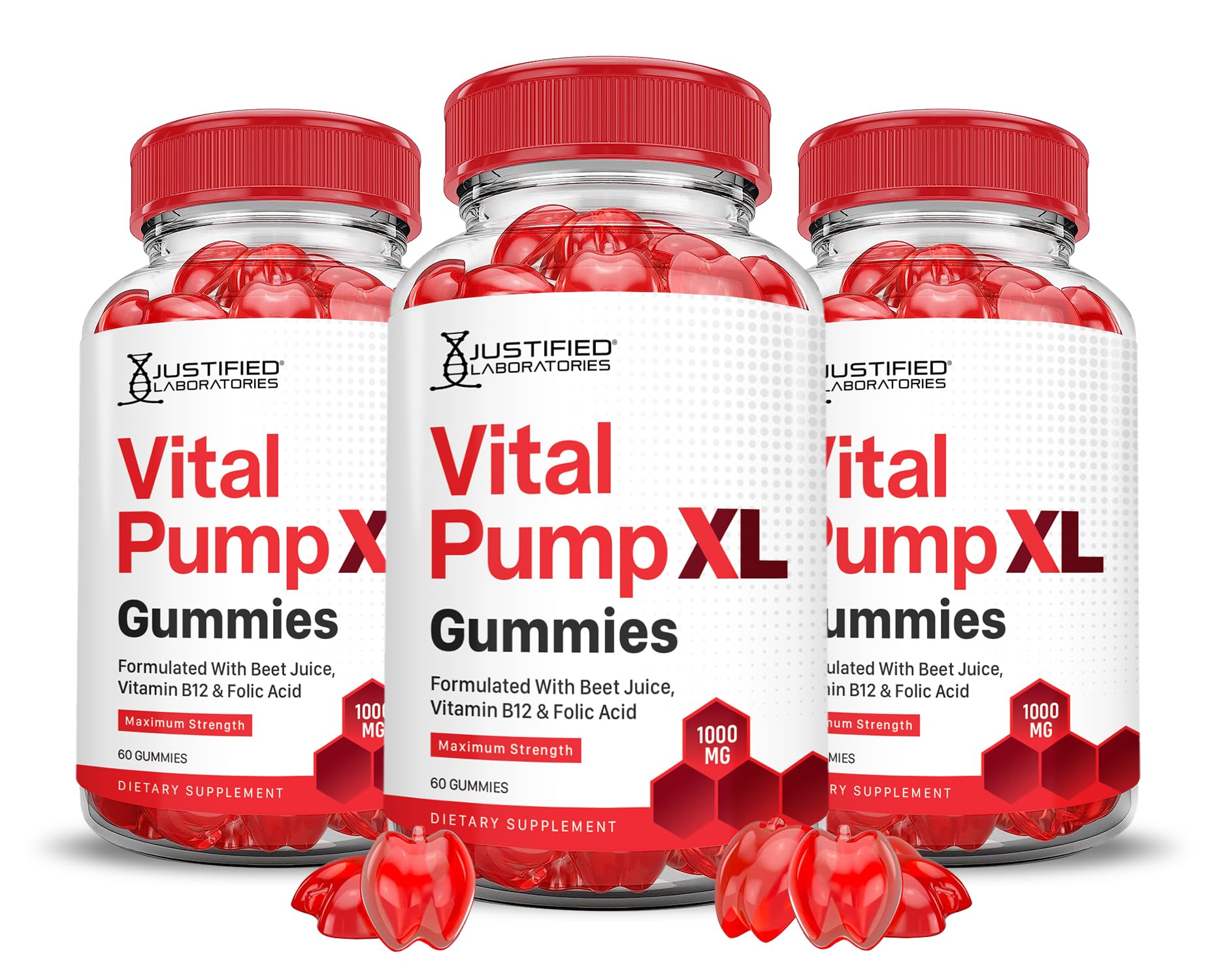 Justified Laboratories (3 Pack) Vital Pump XL Performance Gummies 1000MG Advanced Formula Vital PumpXL Formulated with Beet Juice ACV Pomegranate Beet Powder B12 Vegan Non GMO 180 Gummys Justified LaboratoriesAu supplements