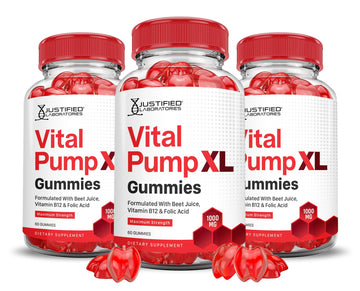 Justified Laboratories (3 Pack) Vital Pump XL Performance Gummies 1000MG Advanced Formula Vital PumpXL Formulated with Beet Juice ACV Pomegranate Beet Powder B12 Vegan Non GMO 180 Gummys Justified LaboratoriesAu supplements