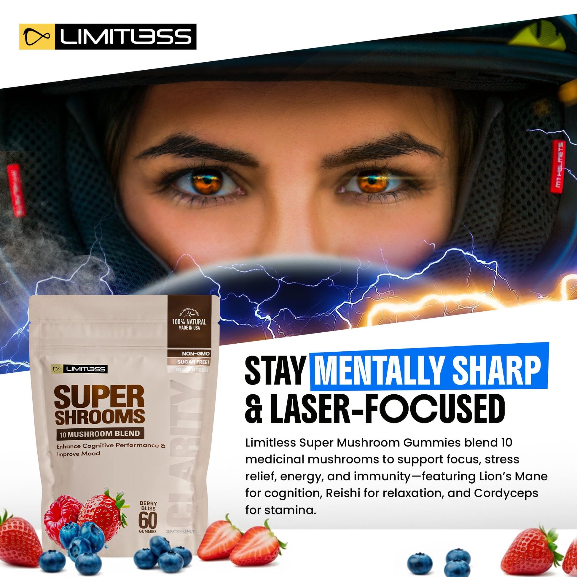 Limitless Supershrooms Smart Focus Gummies - 30 Day Supply LIMITLESS XAu supplements