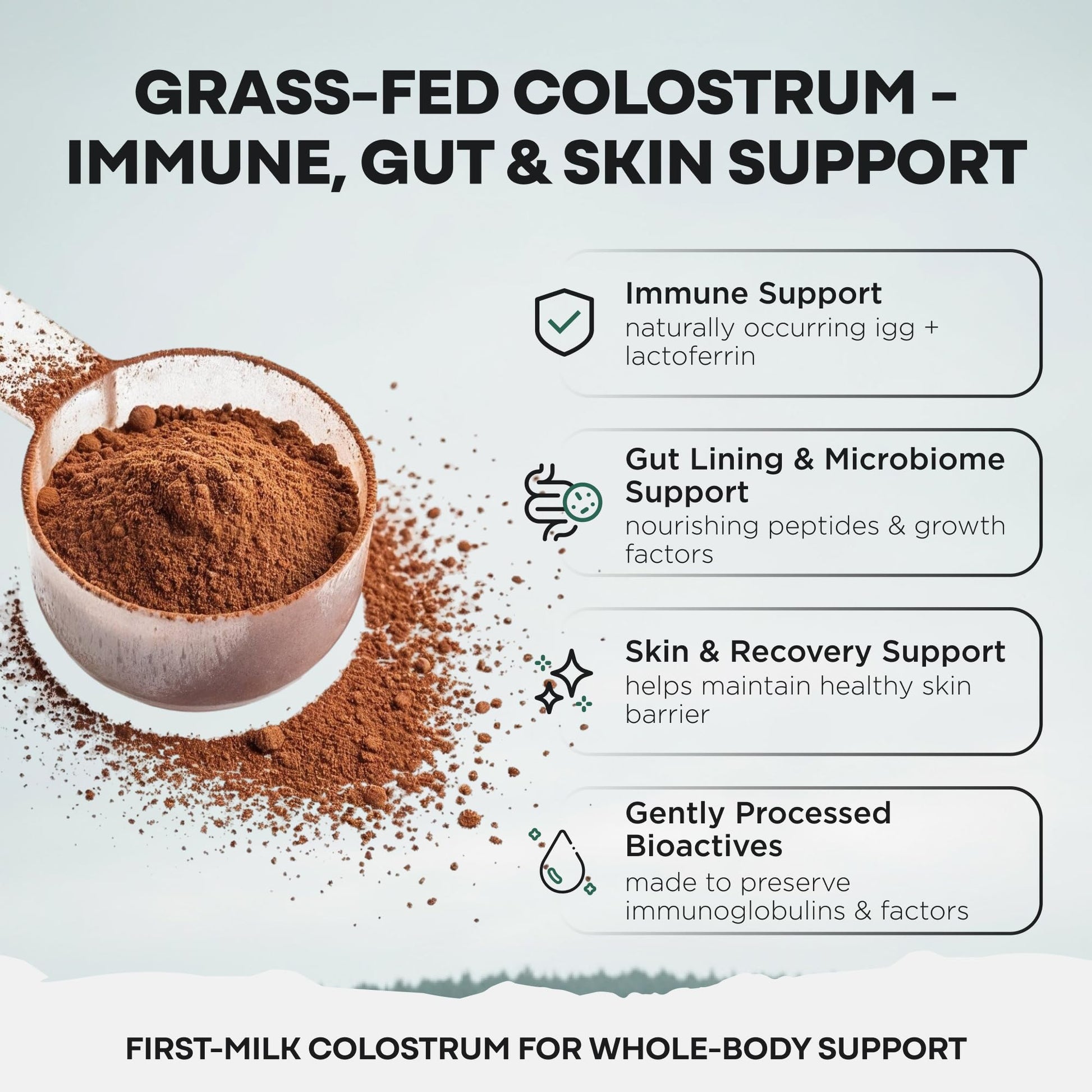 Colostrum Supplement - Grass Fed Pure Bovine Colostrum Powder - 2000mg & 400mg IgG (calostro bovino) - Gut, Immunity, Skin, Hair Support - Sugar Free, Natural Cacao Flavour, 30 Servings Wild FoodsAu supplements