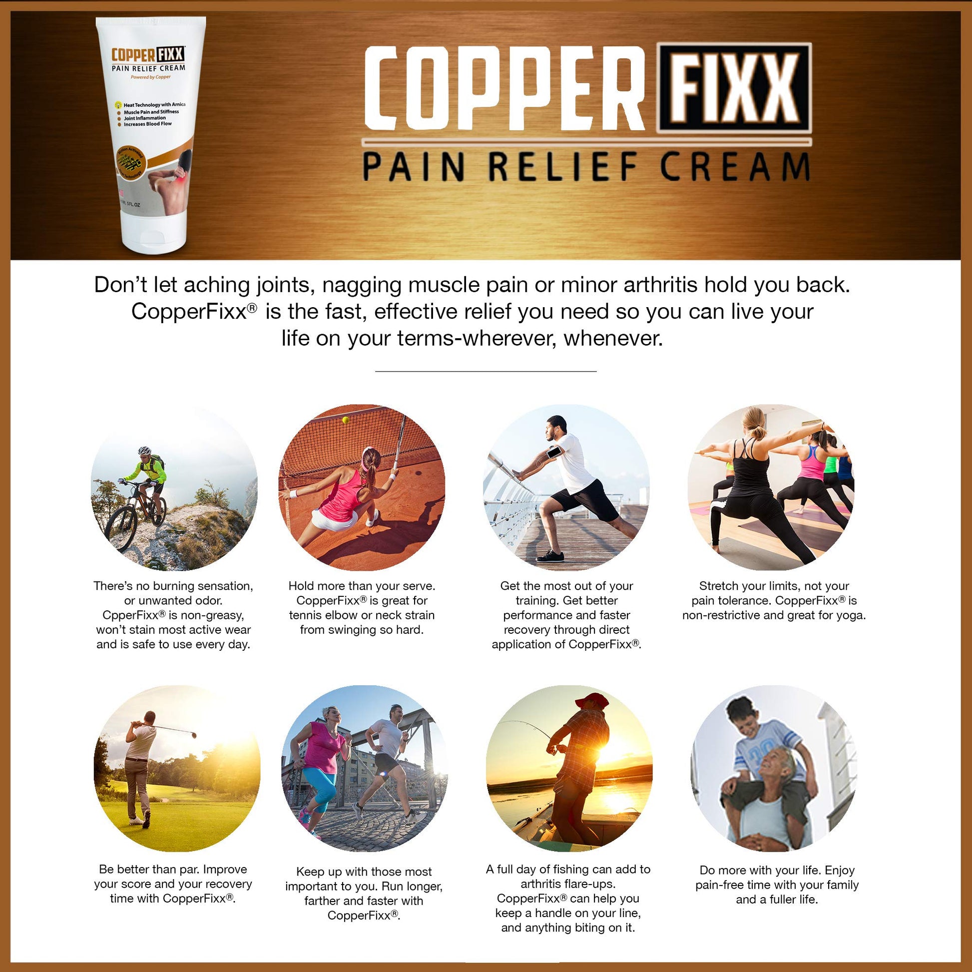 CopperFixx Pain Relief Cream, 5 Fl Oz Tube Powered by Copper with Heat Technology Arnica for Muscle & Stiffness Joint Inflammation, Knee, Back, Shoulder Arthritis Pain. Fast Acting, CF03028 CopperFixxAu supplements