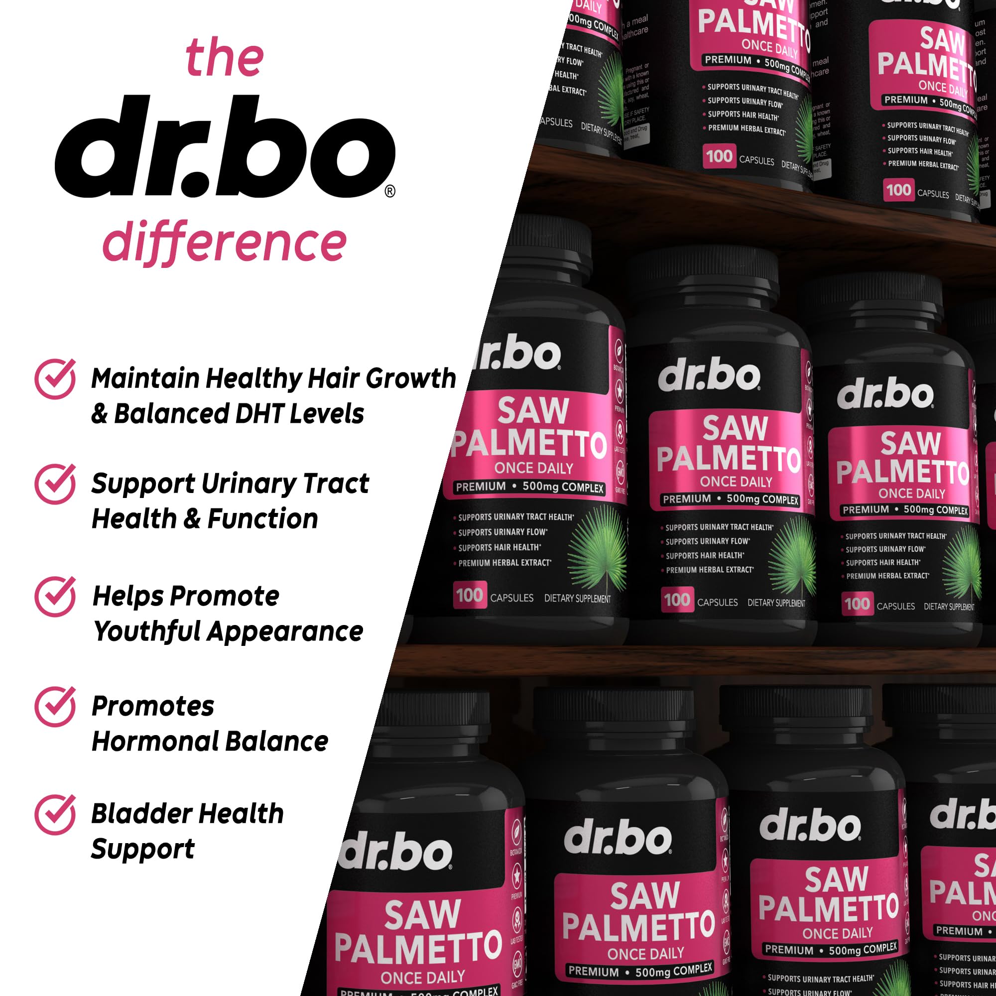 Saw Palmetto for Women Hair Loss - DHT Blocker for Women Hair Growth Plus Bladder DR. BOUS supplements