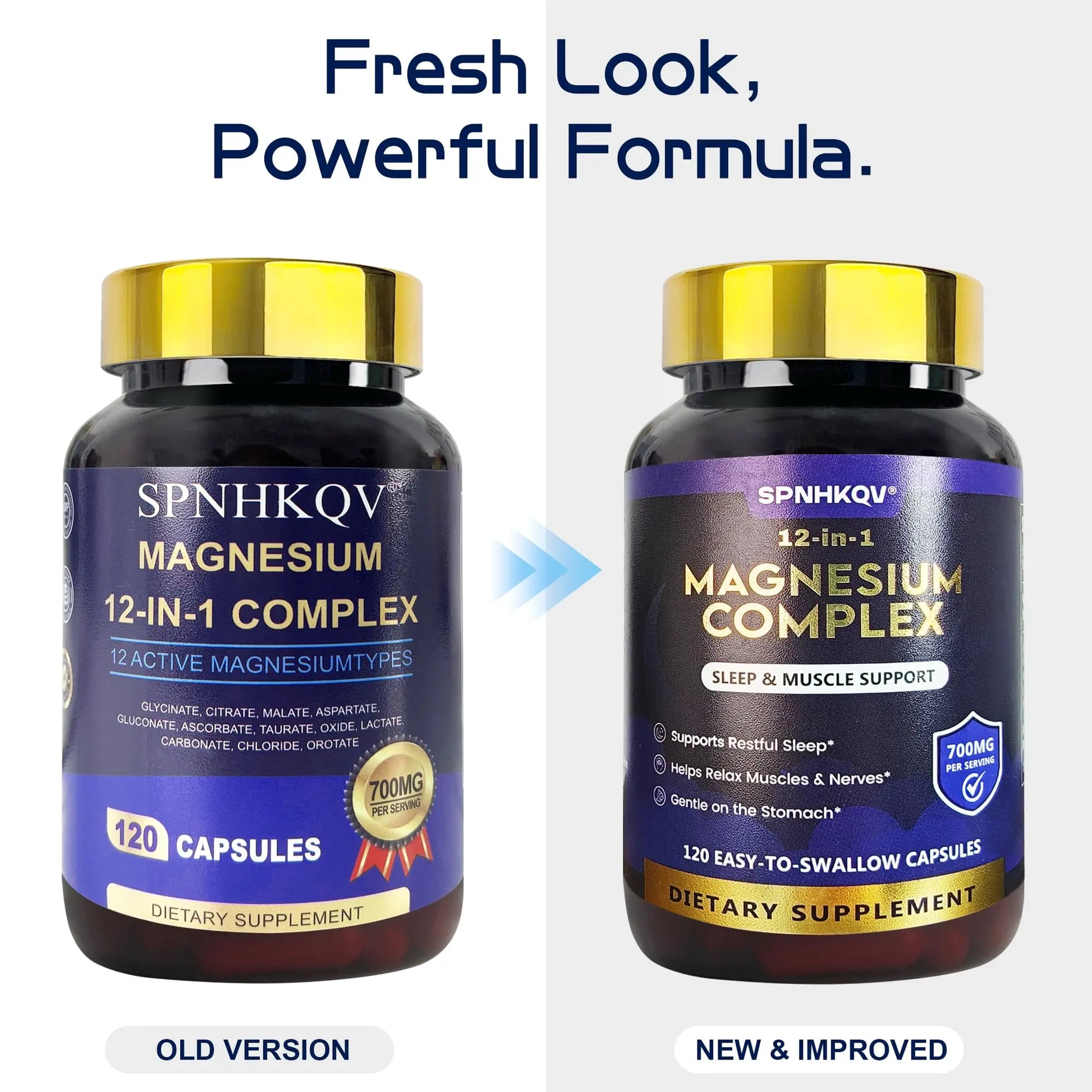 SPNHKQV Magnesium 12-in-1 Complex Supplement – 700mg High Absorption Magnesium Glycinate Capsules for Women & Men – Muscle, Nerve & Sleep Support – 120 Vegan Capsules SPNHKOVnz supplements