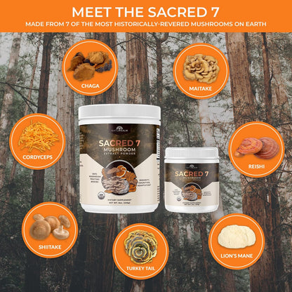 Naturealm Sacred 7 Mushroom Extract Powder - USDA Organic - Lion's Mane, Reishi NaturealmUS supplements