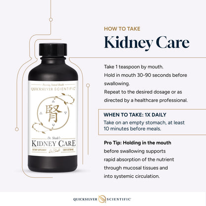 Quicksilver Scientific Kidney Care - Kidney Cleanse & Lymphatic Drainage Supplements - Astragaloside IV Extract, Zhu Ling, Goldenrod, Ferulic Acid, He Shou Wu & Dandelion Leaf (3.38oz / 100ml) Quicksilver ScientificUS supplements