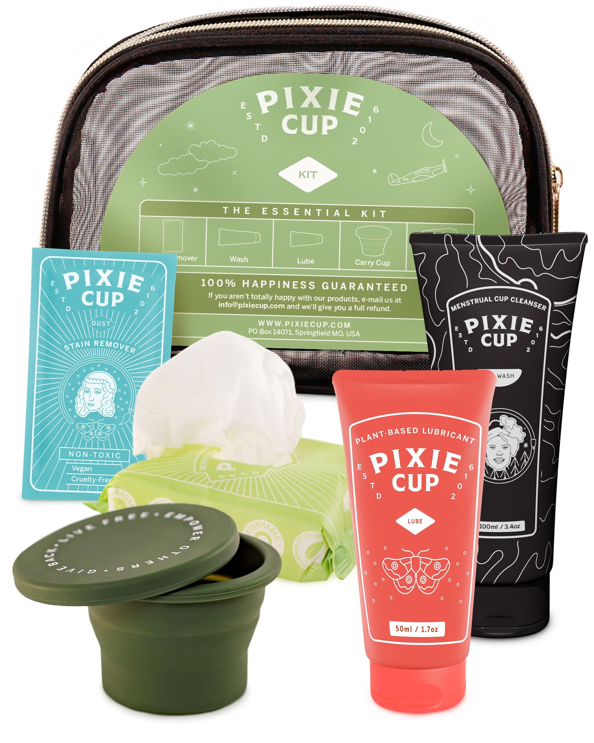 Pixie Cup Menstrual Cup Cleaner Kit - Sterilizer Wash, Public Restroom Carry Cup, 20 Wipes Pixie CupAu supplements