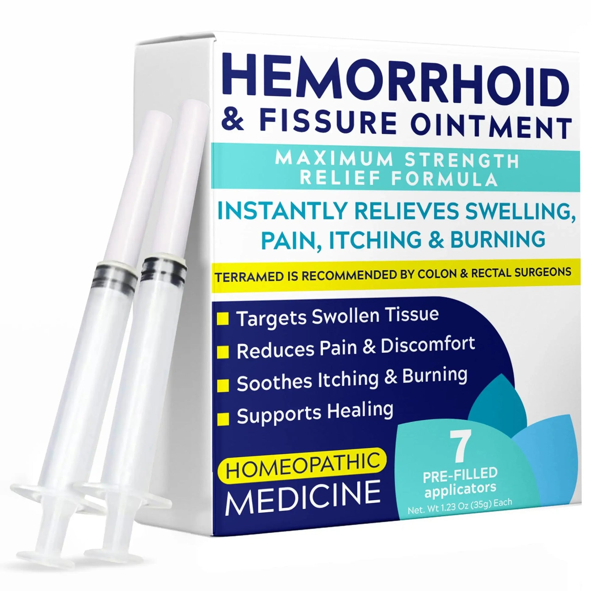 Hemorrhoid Treatment | Hemorrhoid Ointment | Hemorrhoid & Fissure Ointment | 7 Pre-Filled Applicators | Fast & Effective Relief | Reduces Swelling, Itching & Discomfort | Advanced Formula Terramed Just Think ComfortAu supplements