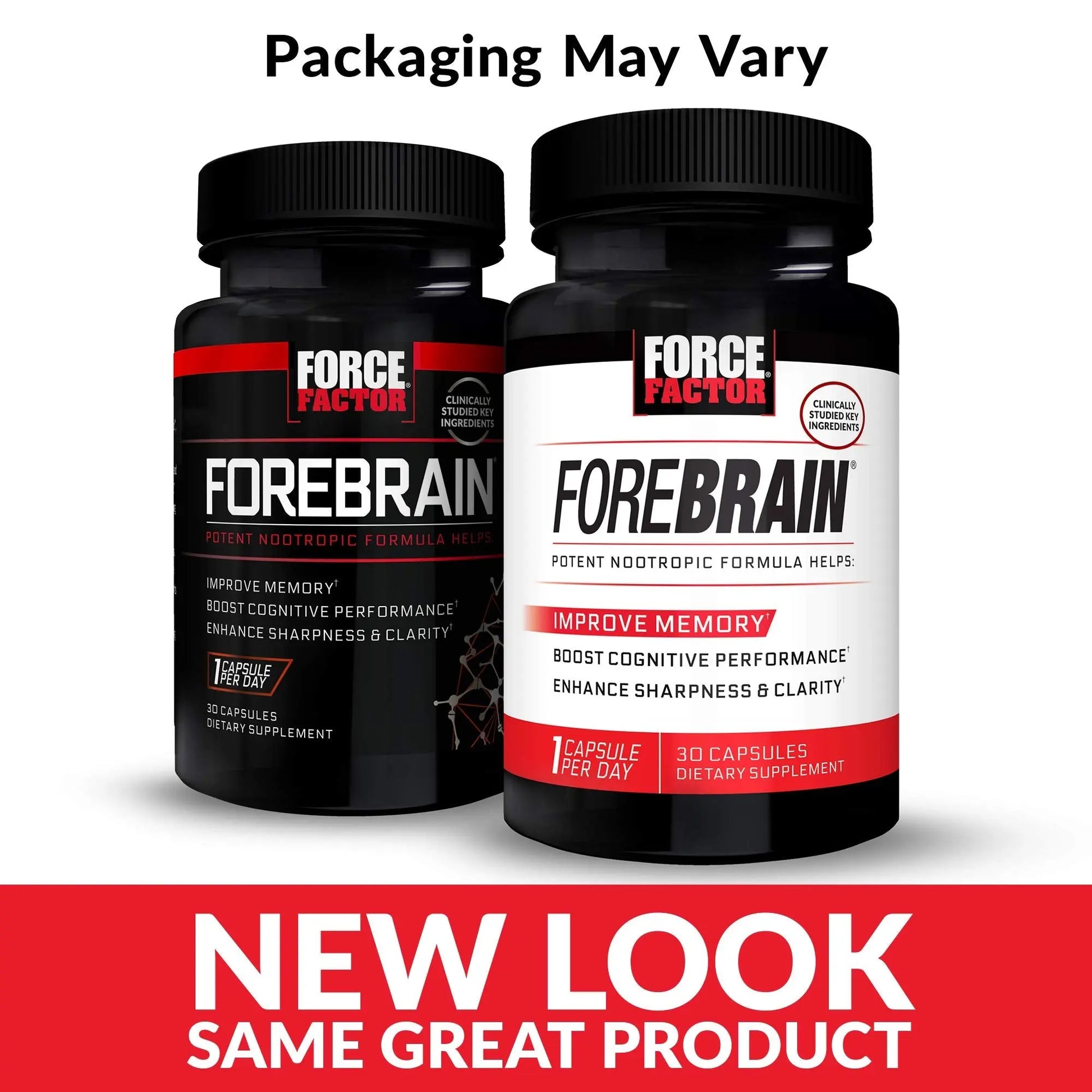 Force Factor Forebrain Nootropic Brain Supplement with Caffeine Bacopa and Huperzine A Capsules 3Pack, White, 90 Count Force Factornz supplements
