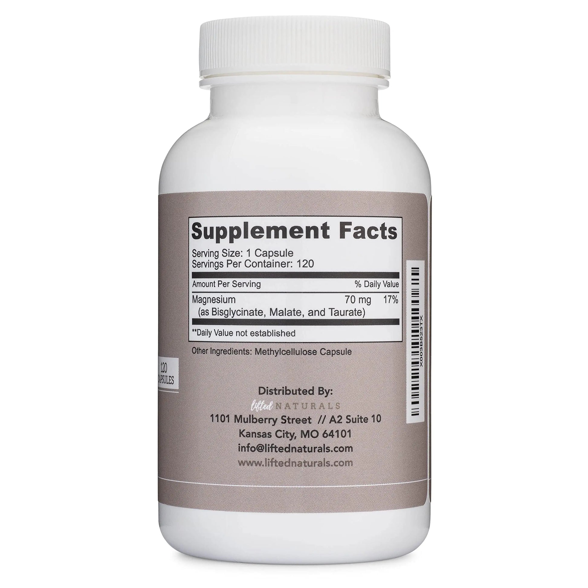Magnesium Complex - Lifted Naturals Magnesium Supplement w/Bisglycinate, Malate, Taurate - 120 Capsules - Bioavailable Magnesium Formula for Mood, Sleep, Energy Support* Lifted Naturalsnz supplements