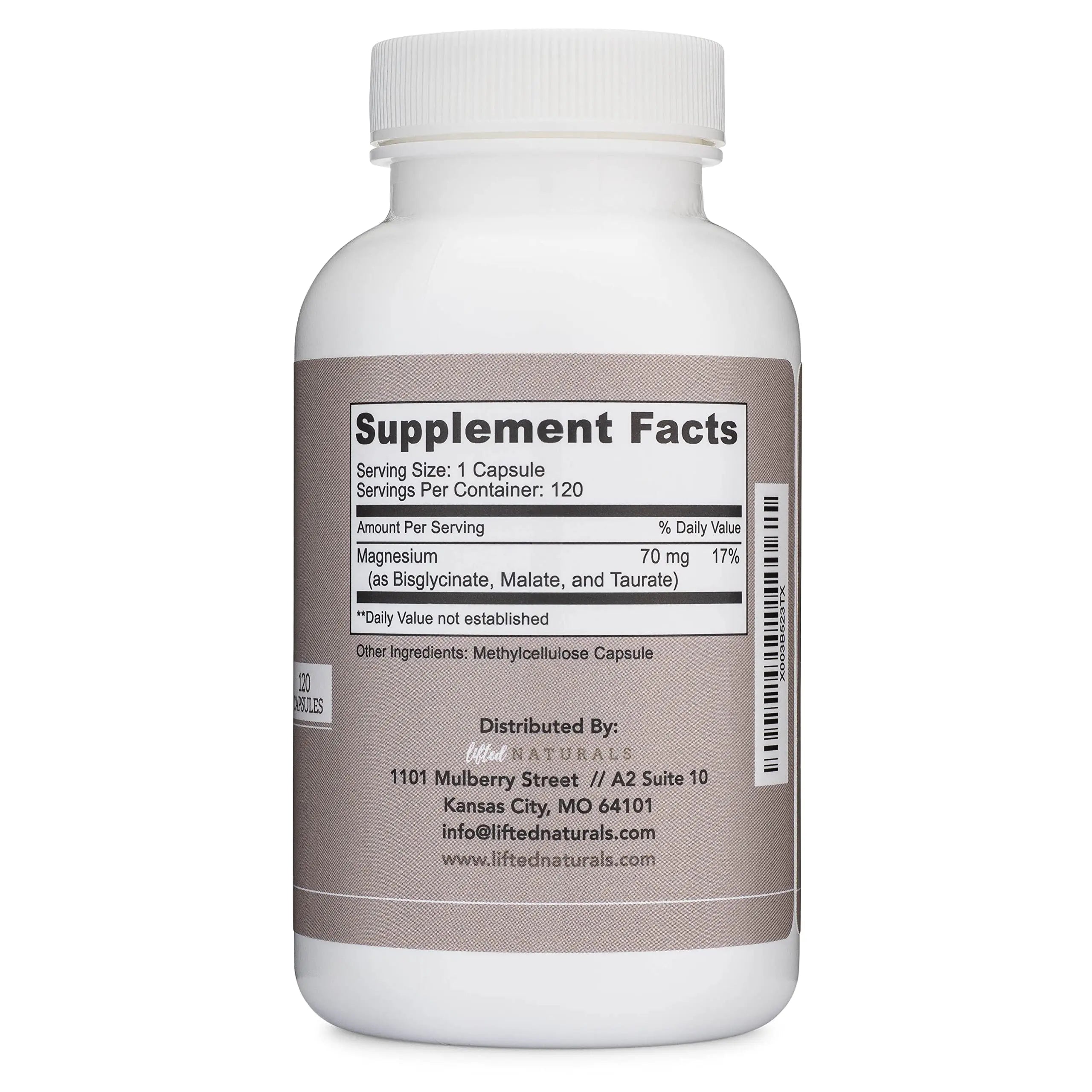 Magnesium Complex - Lifted Naturals Magnesium Supplement w/Bisglycinate, Malate, Taurate - 120 Capsules - Bioavailable Magnesium Formula for Mood, Sleep, Energy Support* Lifted Naturalsnz supplements