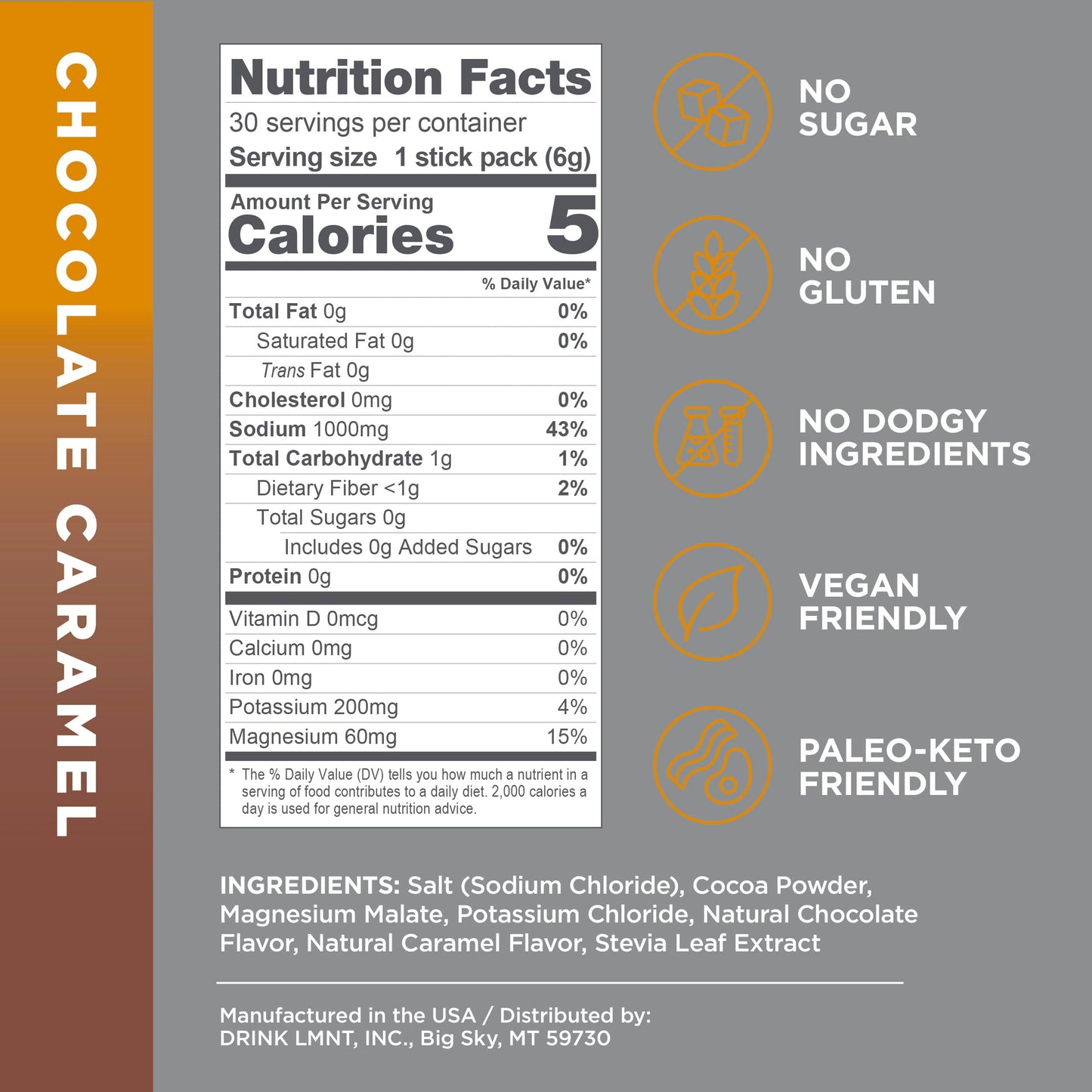 LMNT Hot Chocolate and Coffee Mixer - Chocolate Caramel Salt Electrolytes | No Sugar Drink LMNTUS supplements