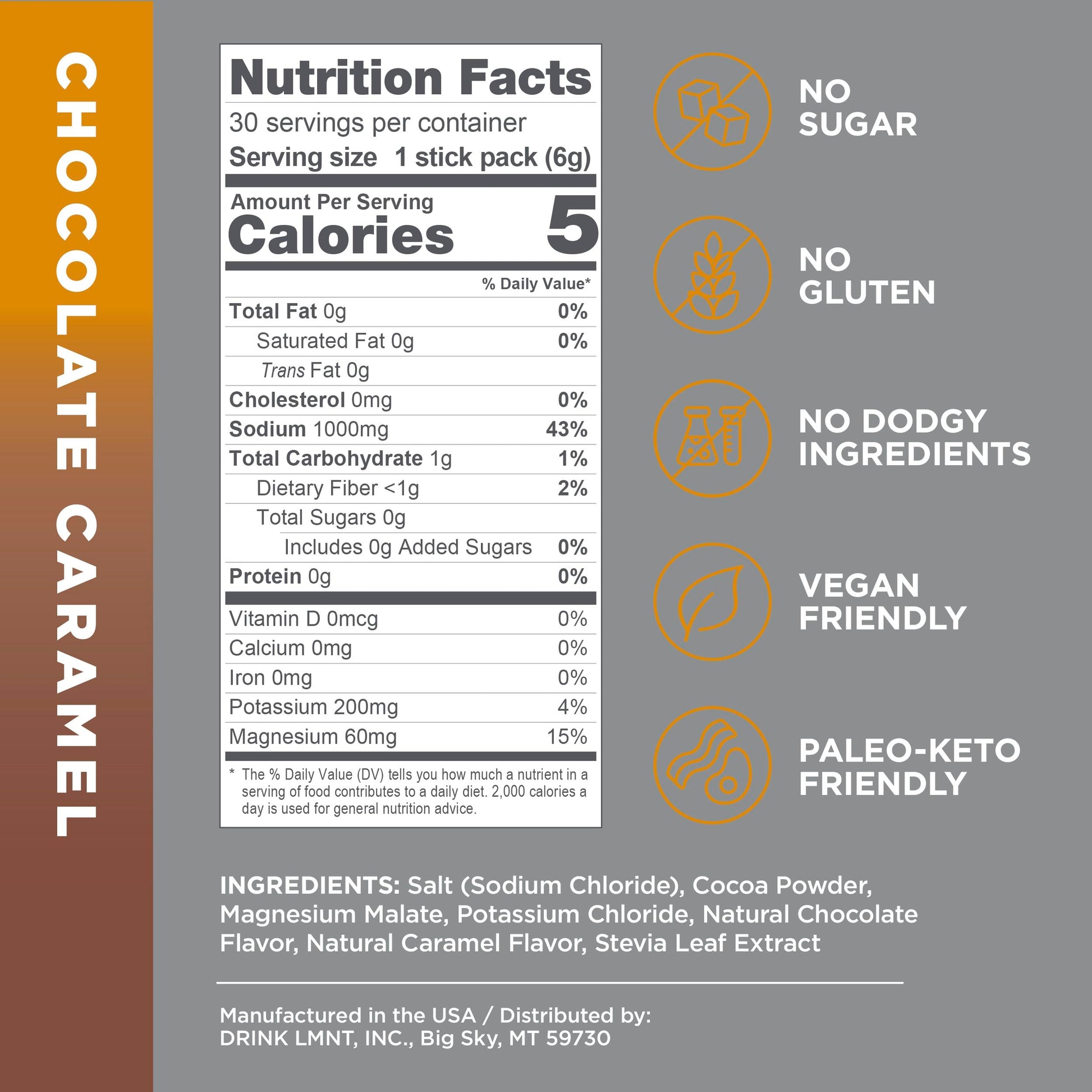 LMNT Hot Chocolate and Coffee Mixer - Chocolate Caramel Salt Electrolytes | No Sugar Drink LMNTAu supplements