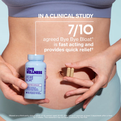 Love Wellness Bye Bye Bloat | Digestive Enzymes for Fast Acting Bloating Relief for Women | Helps Reduce Water Retention & Gas Relief | Supports Digestive Health Love WellnessUS supplements