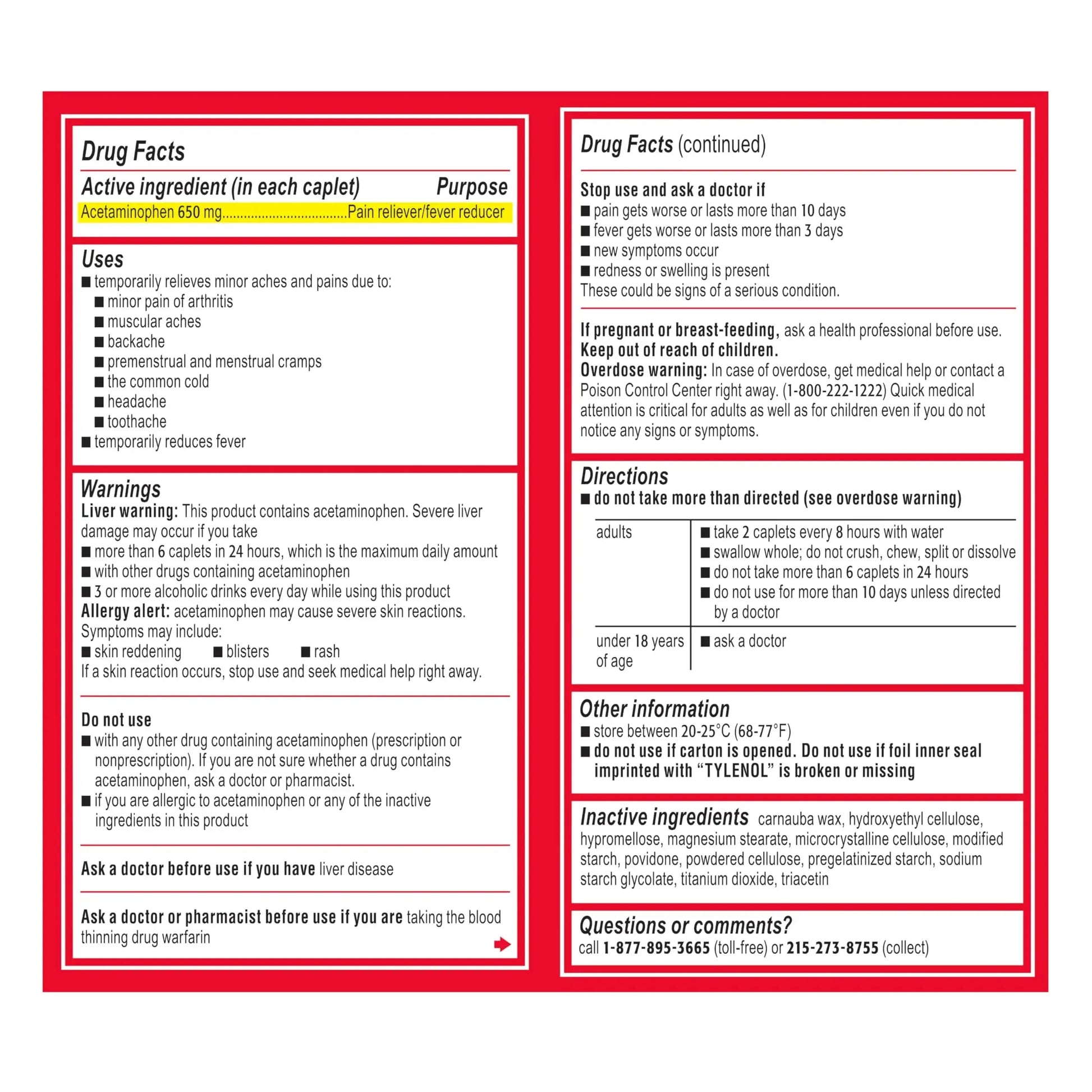 Tylenol Acetaminophen 650 mg Extended Release Caplets, Fast, Strong Pain Relief, 8 Hour Arthritis Pain Relief, Joint Pain Reliever & Fever Reducer, Long-Lasting Relief, Oral Medicine, 225 Count TylenolAu supplements
