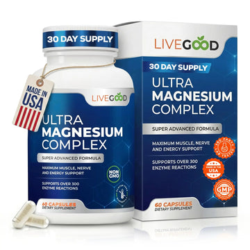 LiveGood™ Ultra Magnesium Complex, Organic Magnesium Glycinate and Gluconate for Muscle Recovery, Nerve Support & Relief – High Absorption Supplement, Vegan, Non-GMO, Made in USA, 60 Capsules LIVEGOODAu supplements