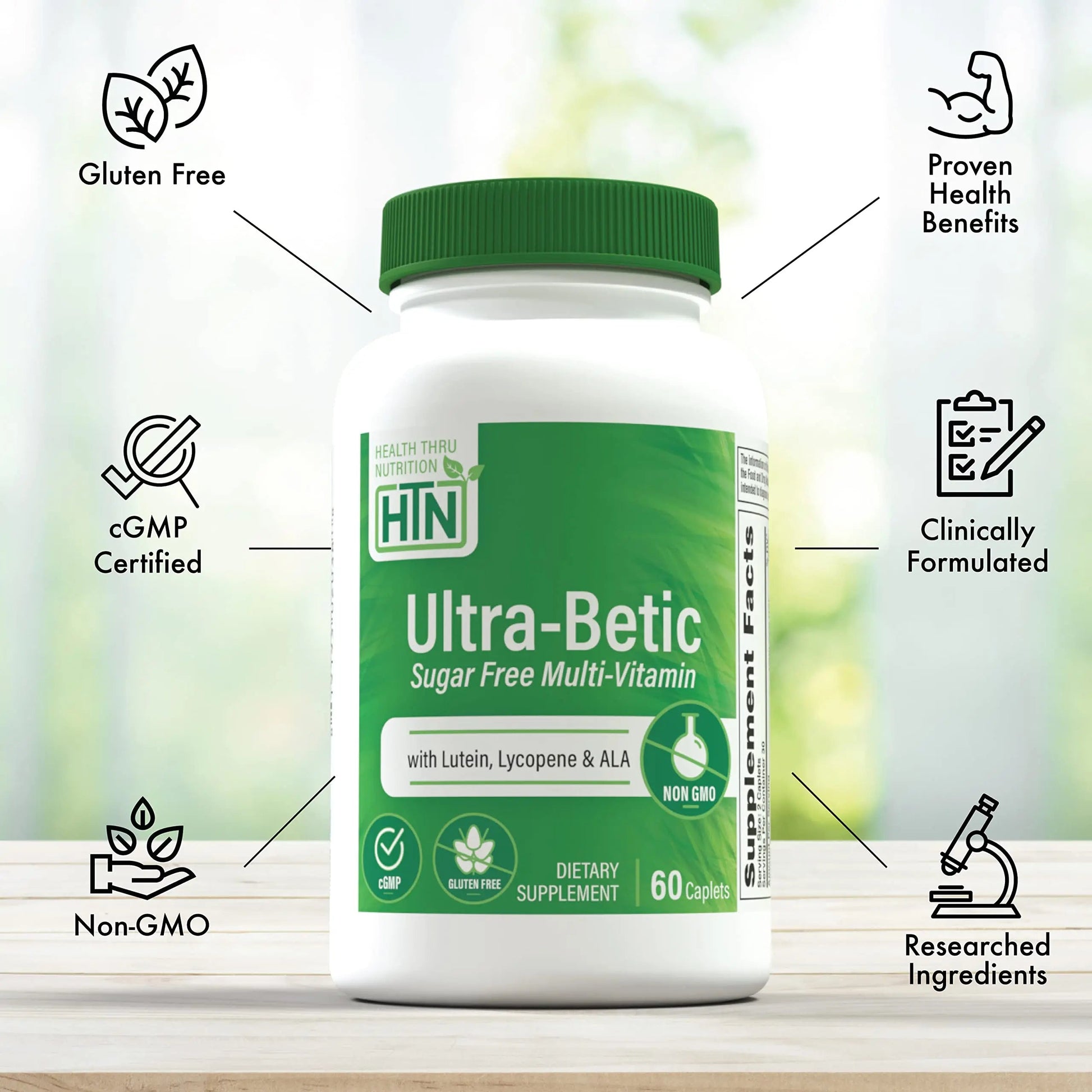 Health Thru Nutrition Ultra-Betic Multivitamin 60 Count | Supports Nerve, Vision, Energy | with ALA, Lycopene | Health Thru NutritionAu supplements