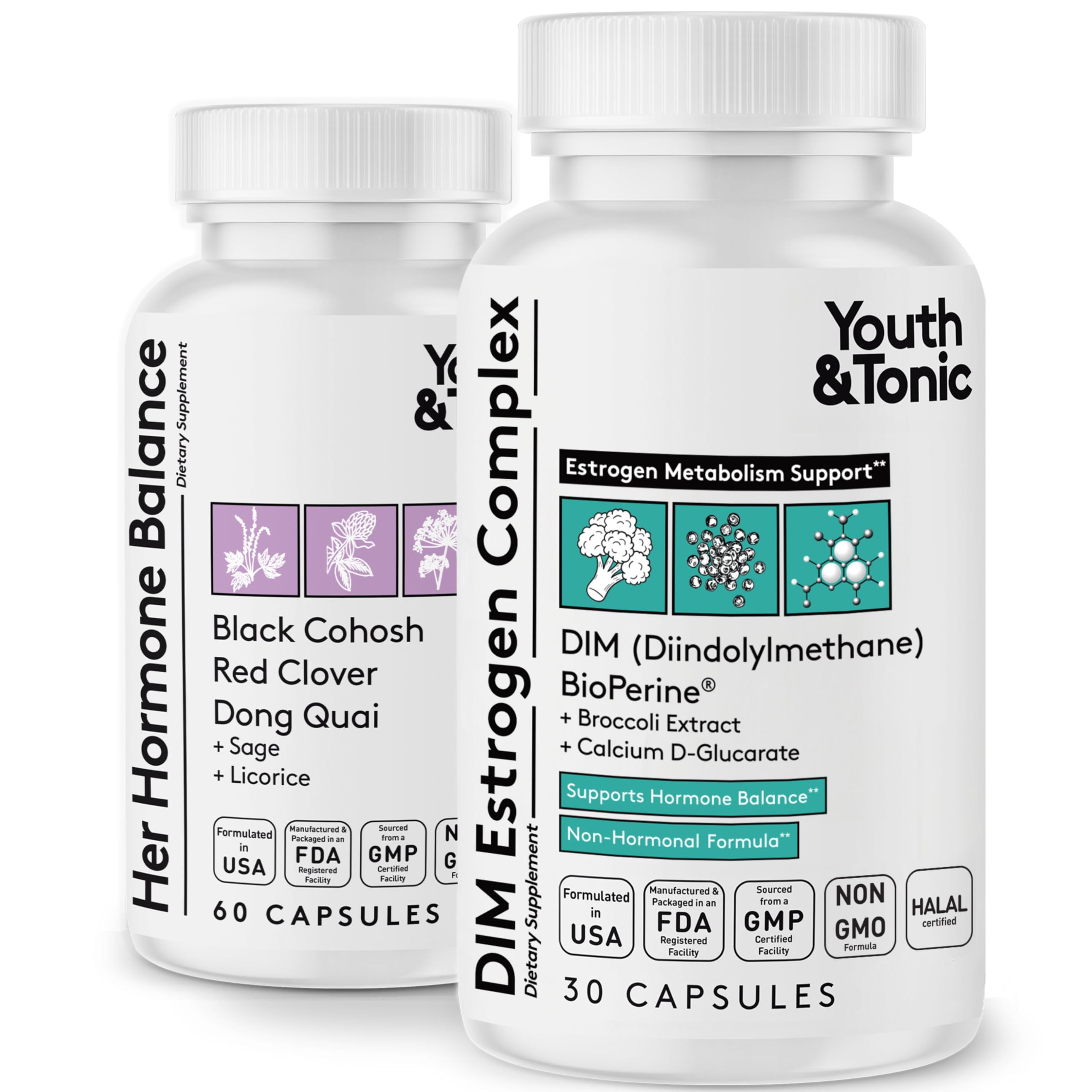 Youth & Tonic DIM Supplement for Women – Estrogen Metabolism & Hormonal Support – Menopause, Perimenopause & Premenopausal Bundle, 90 Capsules Youth & TonicAu supplements