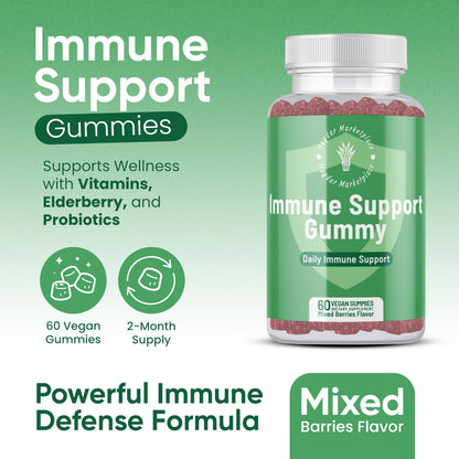 Haydar Marketplace Immune Boosters for Adults - Vegan Immune Support Gummies with Vitamins C & D, Zinc, Magnesium, Probiotics Haydar MarketplaceUS supplements