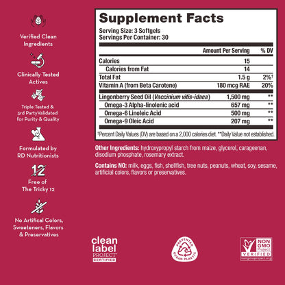 HUM Arctic Repair Clear Skin Supplement with Omega 3, Vitamin E, A, and Lingonberry Seed Oil, Skin Repair with Omega 3 6 9 to Help Support Appearance of Wrinkles & Hydrate, 90 Vegan Softgels HUMUS supplements