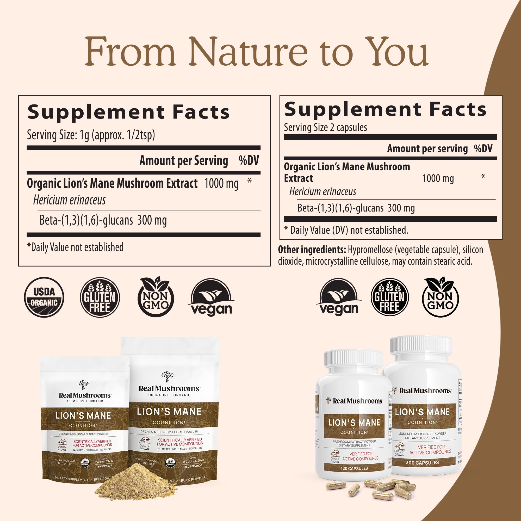 Real Mushrooms Lion’s Mane Powder - Organic Lions Mane Mushroom Extract Real MushroomsUS supplements