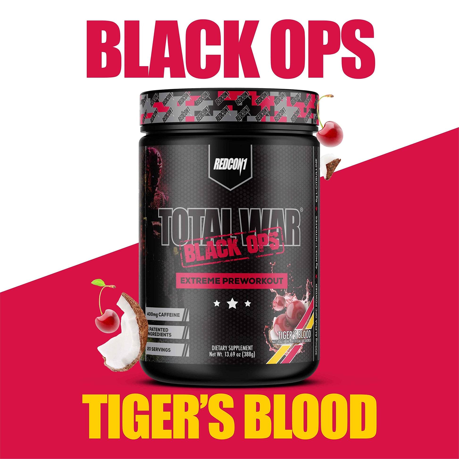 REDCON1 Total War Black Ops Extreme Preworkout Powder, Tigers Blood, High Stimulant REDCON1US supplements