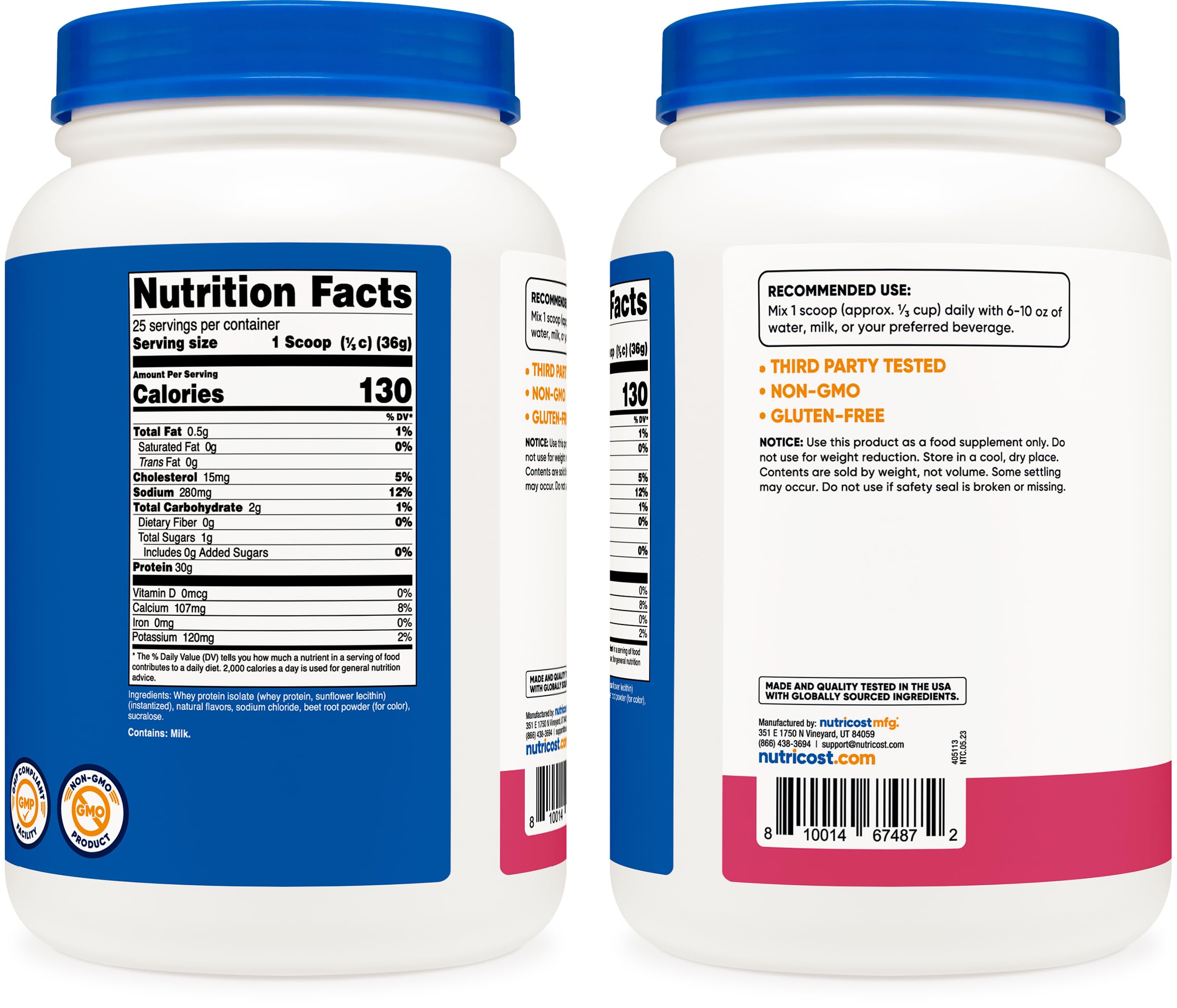 Nutricost Whey Protein Isolate (Strawberry Acai, 2 Pounds) NutricostUS supplements