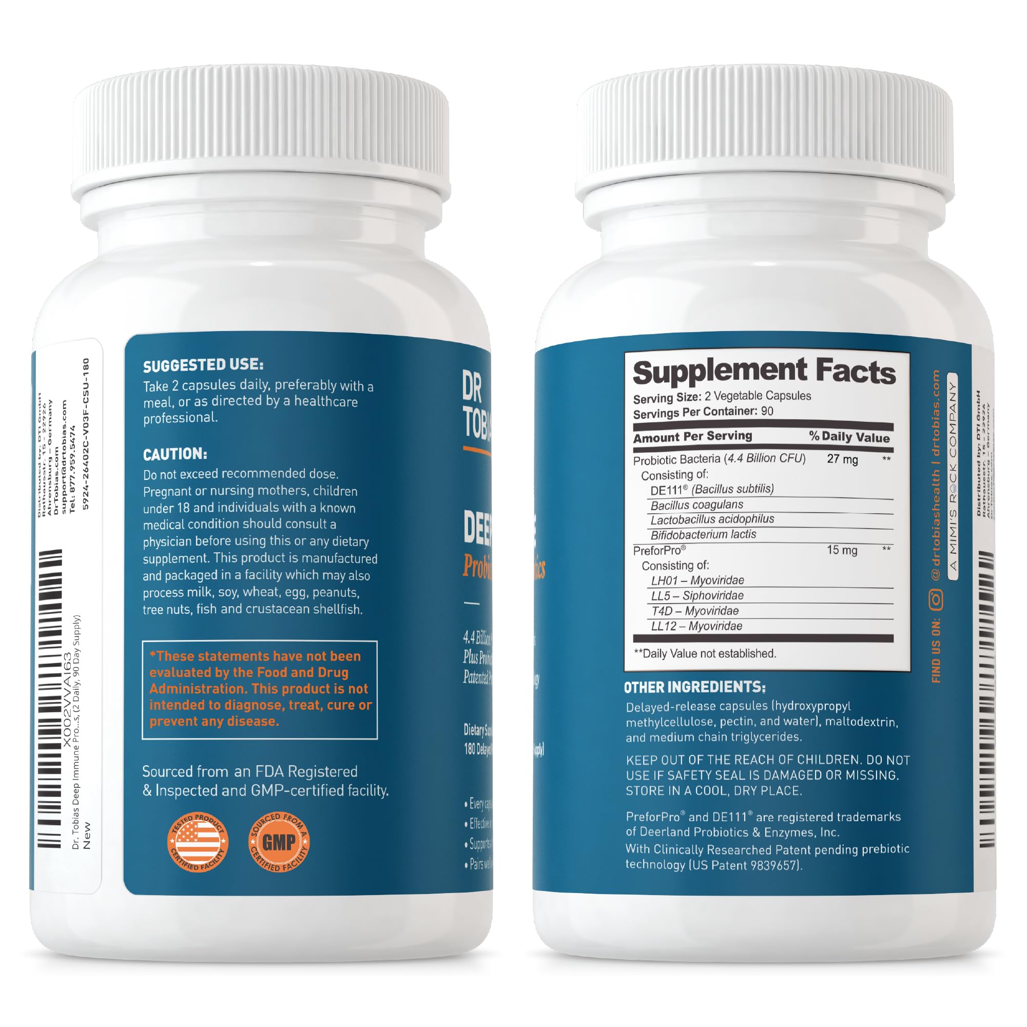 Dr. Tobias Deep Immune Probiotics & Prebiotics, 4.4 Billion CFU Probiotics for Women Dr. TobiasUS supplements