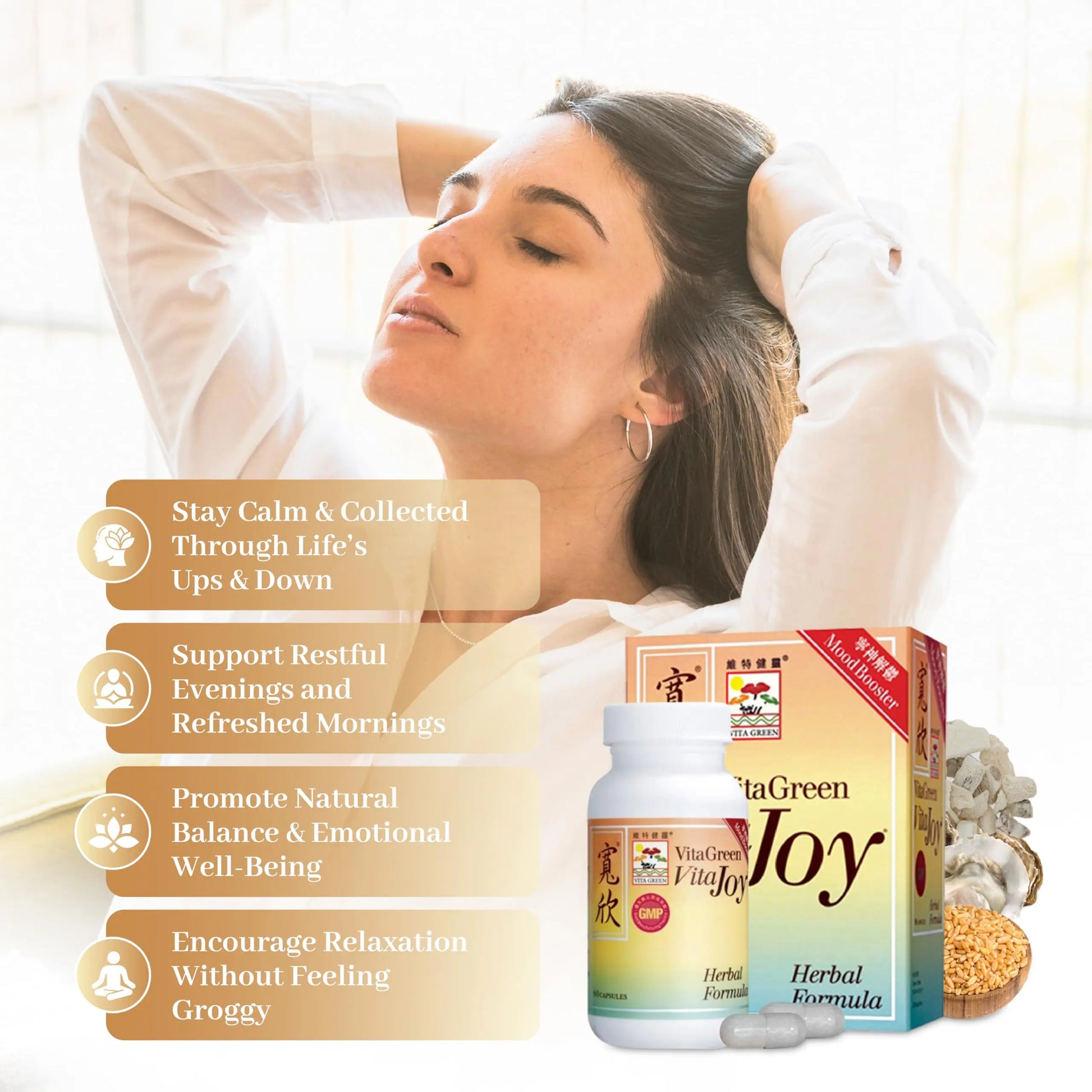 Vita Green Stress Support Supplement - Calm, Balance and Restful Nights - Promotes Relaxation and Emotional Wellness - Natural Formula to Unwind and Stay Centered - 90 Capsules Vita Greennz supplements