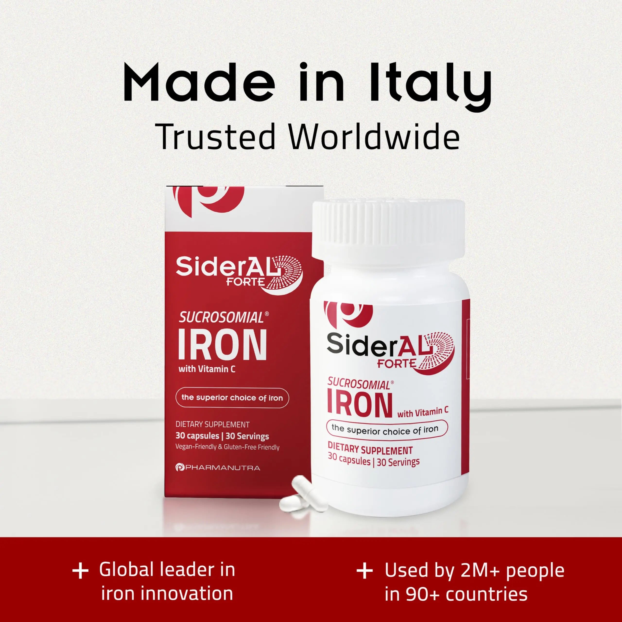 SiderAL Forte Iron Supplement Clinically Proven to Increase Levels Without Side Effects | Sucrosomial High Absorption Gentle Iron Pills for Women and Men | PHARMANUTRAAu supplements