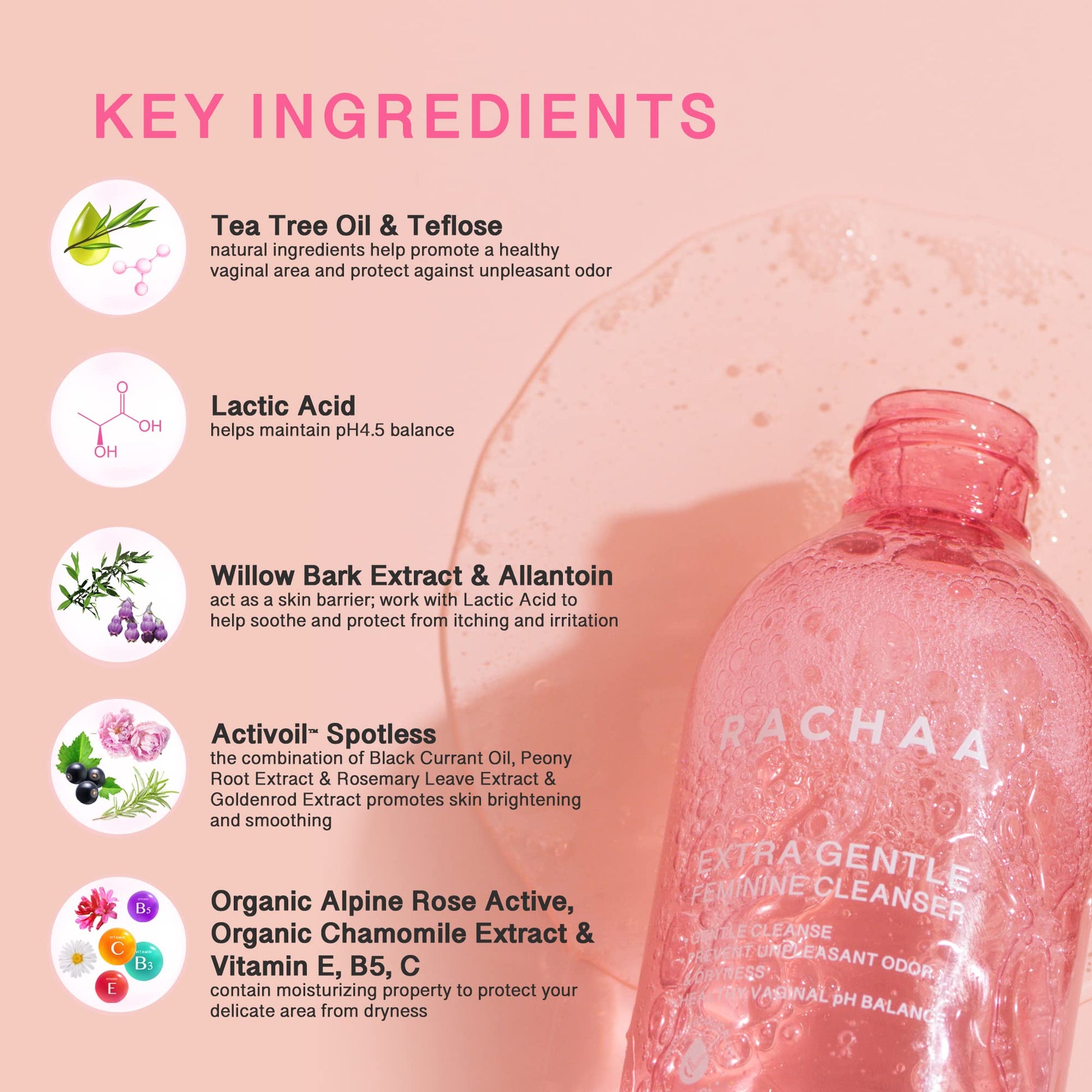 RACHAA Feminine Wash for Women, Lightening and Moisturizing, pH Balance Intimate Wash RACHAAAu supplements