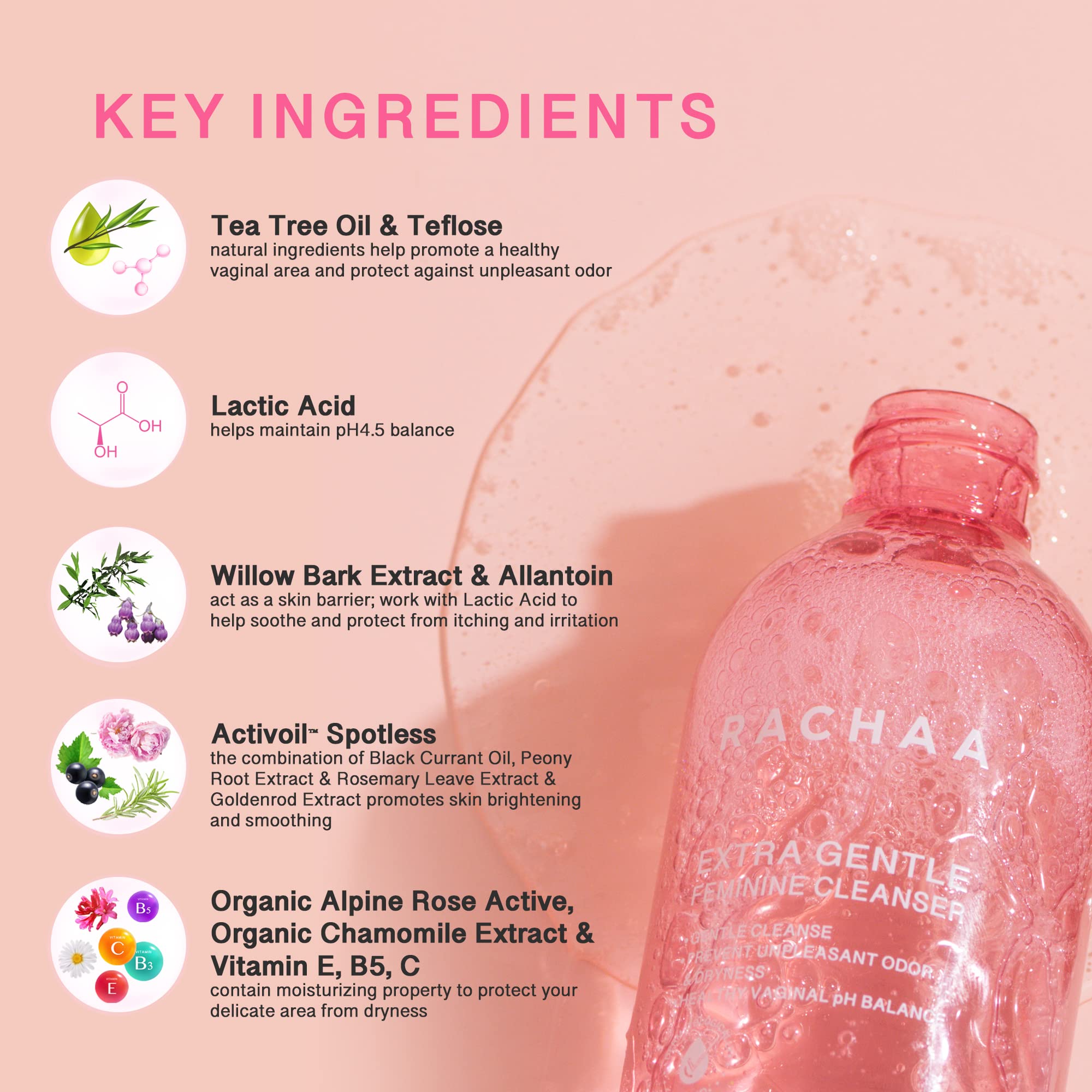 RACHAA Feminine Wash for Women, Lightening and Moisturizing, pH Balance Intimate Wash RACHAAAu supplements