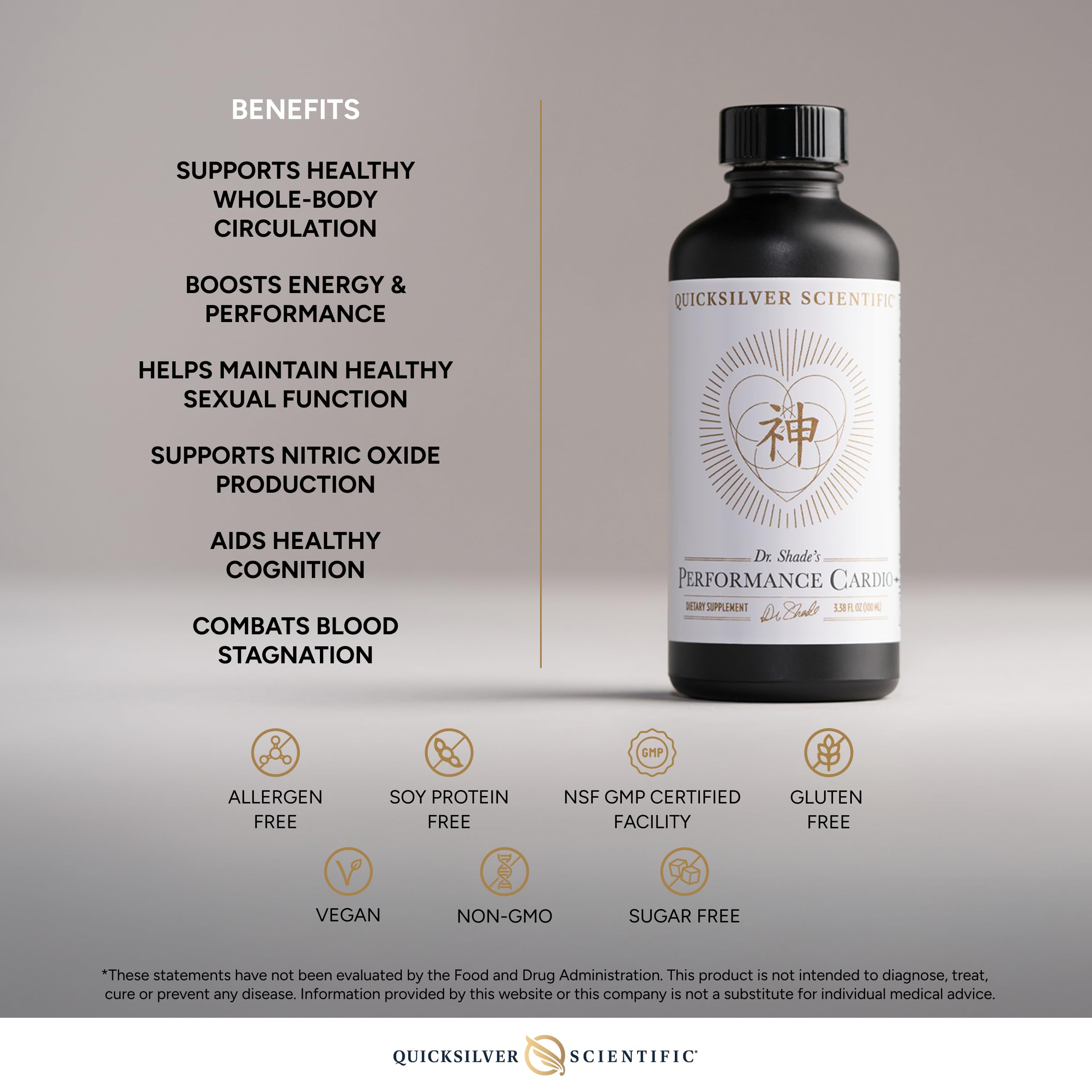 Quicksilver Scientific Performance Cardio+ - Herbal Supplement to Support Blood Circulation & Brain Health - Cardiovascular Supplement with Hawthorn Berry + He Shou Wu + Ginseng Extract (3.38 oz) Quicksilver ScientificUS supplements