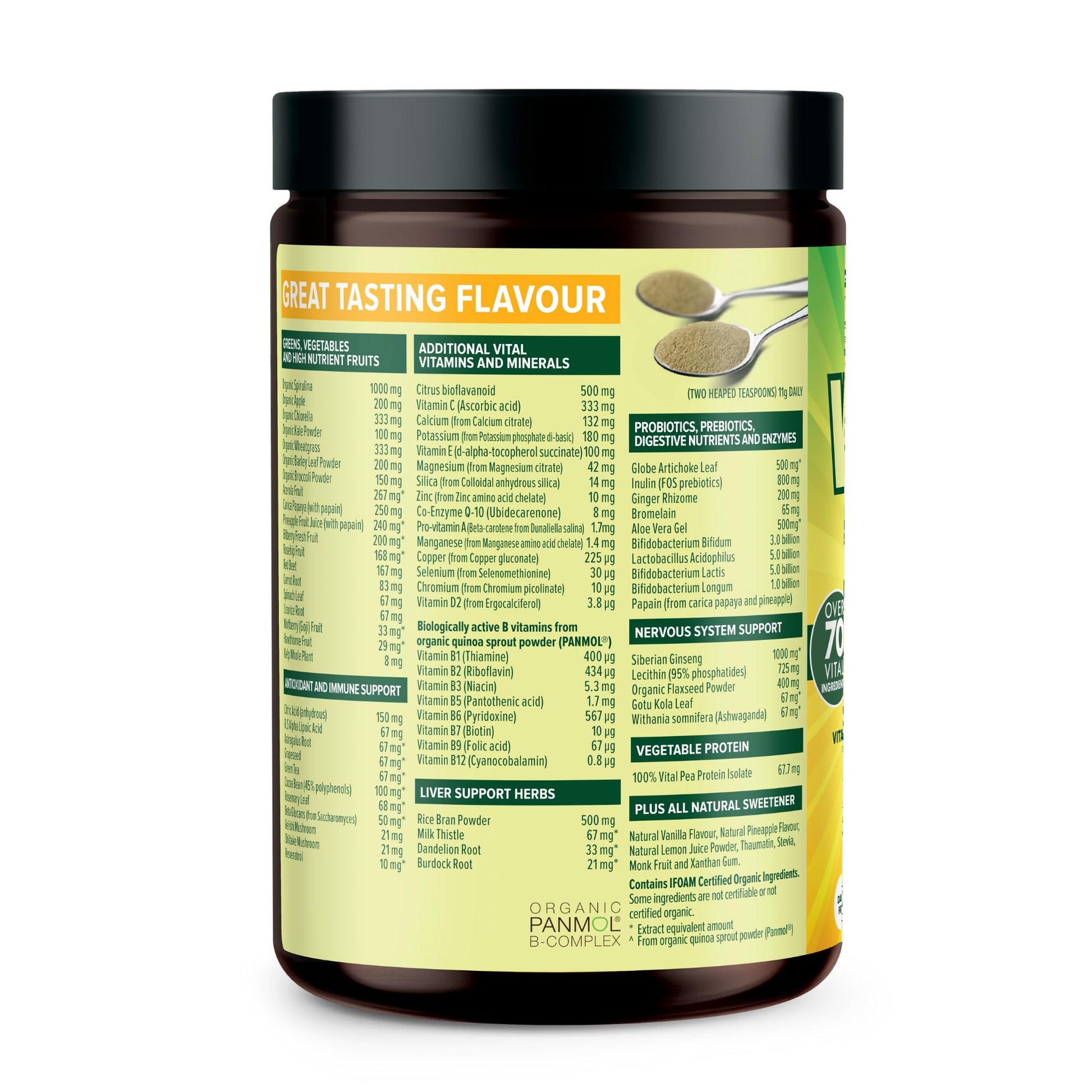 Vital All-in-One Daily Powdered Supplement - Natural Greens Superfood Powder for Energy & Health, Super Greens Powder Drink Mix with Probiotic & Antioxidant Support - Lemon & Ginger, 4.23 oz (120 g) VitalAu supplements