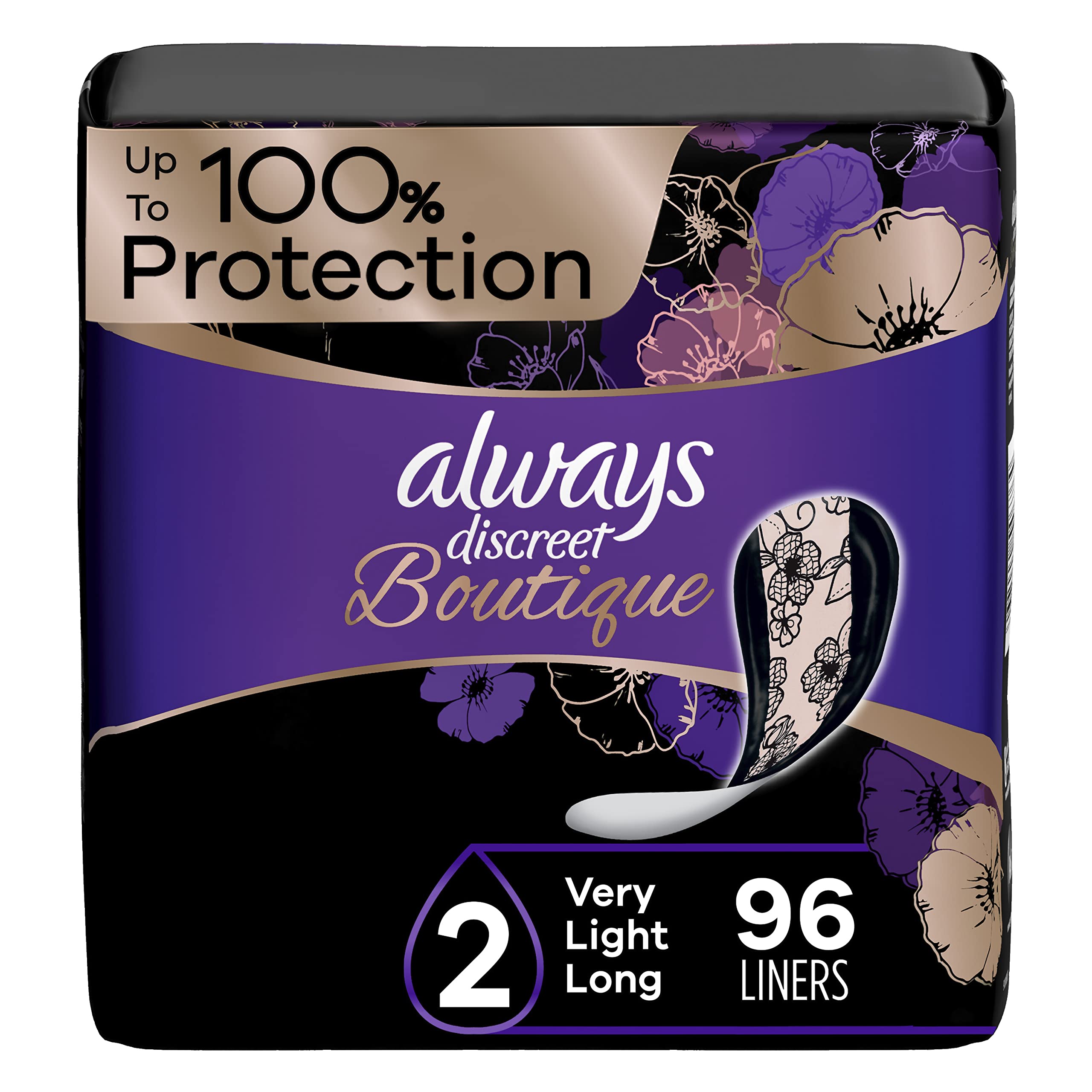 Always Discreet Boutique Adult Incontinence & Postpartum Liners For Women, Size 2, Very Light Always DiscreetAu supplements