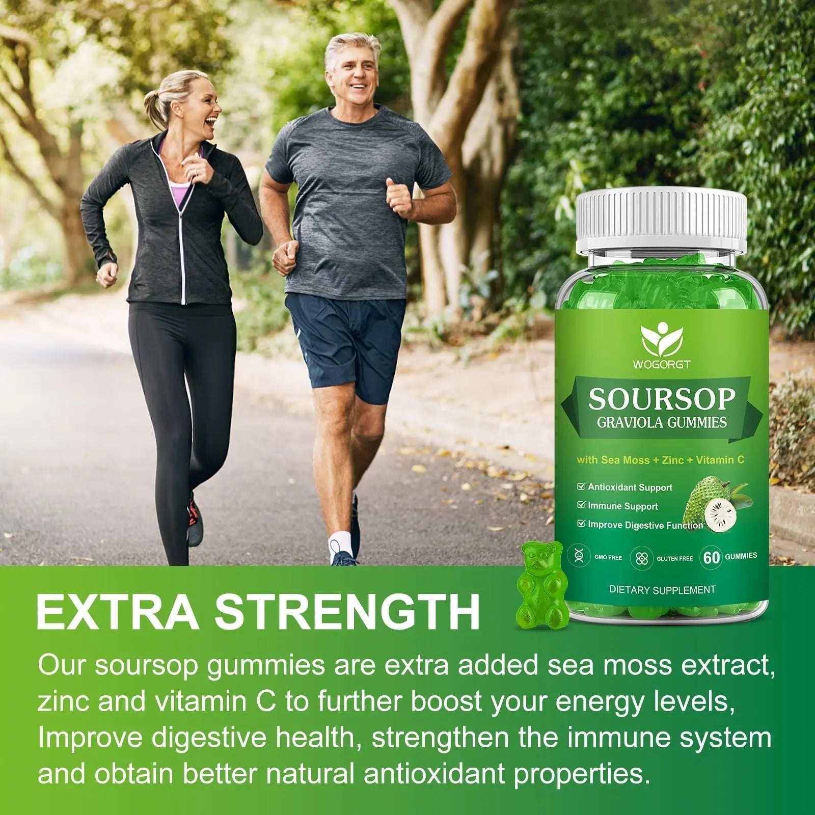 WOGORGT Soursop Graviola Gummies - Soursop Multivitamin Gummies with 200mg Sea Moss Extract for Antioxidant WOGORGTAu supplements