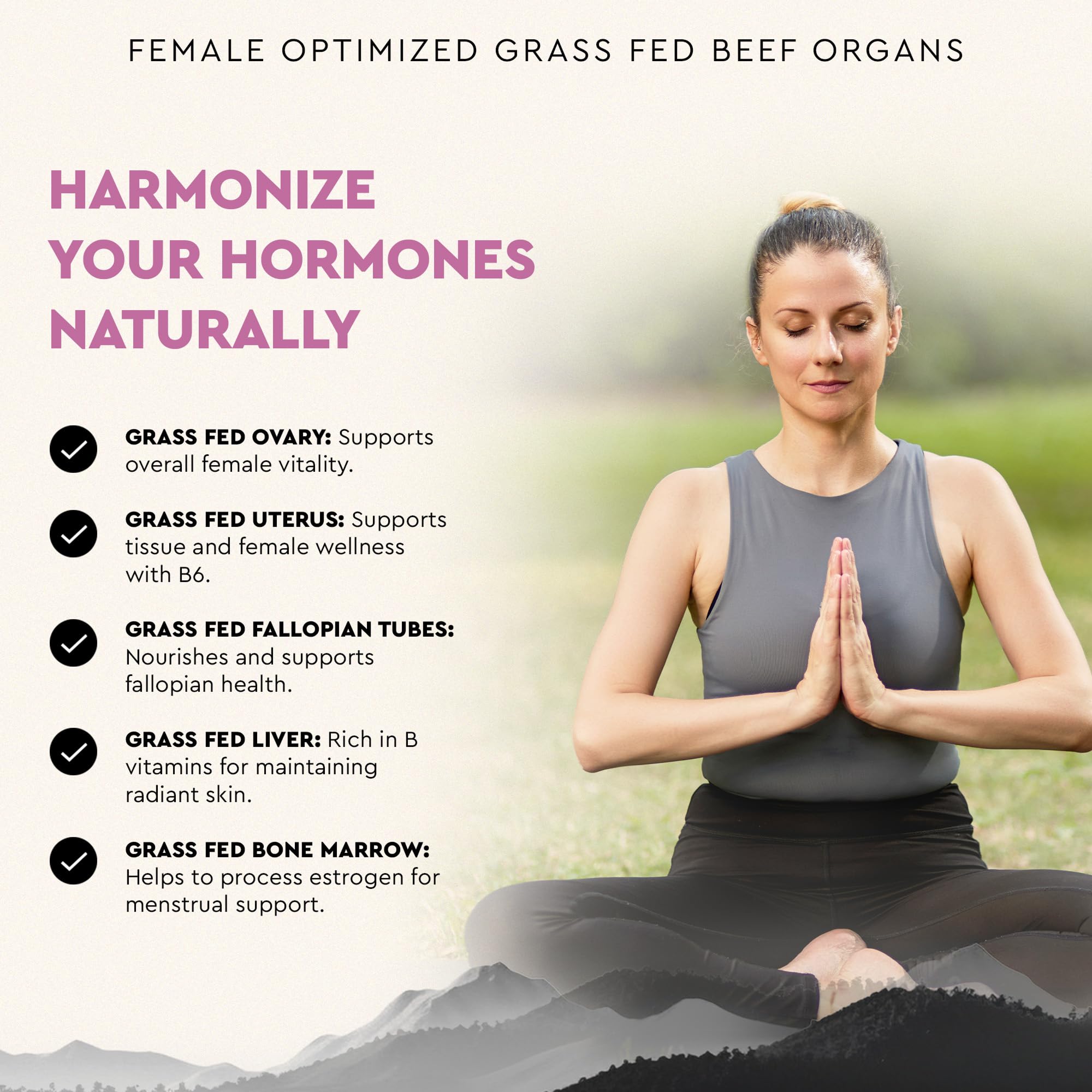 Beef Organ Supplement for Women – Supports Hormone Balance, Energy & Wellness – Grass Fed, Pasture Raised Superfood – Liver, Heart, Kidney, Bone Marrow – Collagen, CoQ10, B12 – Female Support Blend Ancestral SupplementsAu supplements