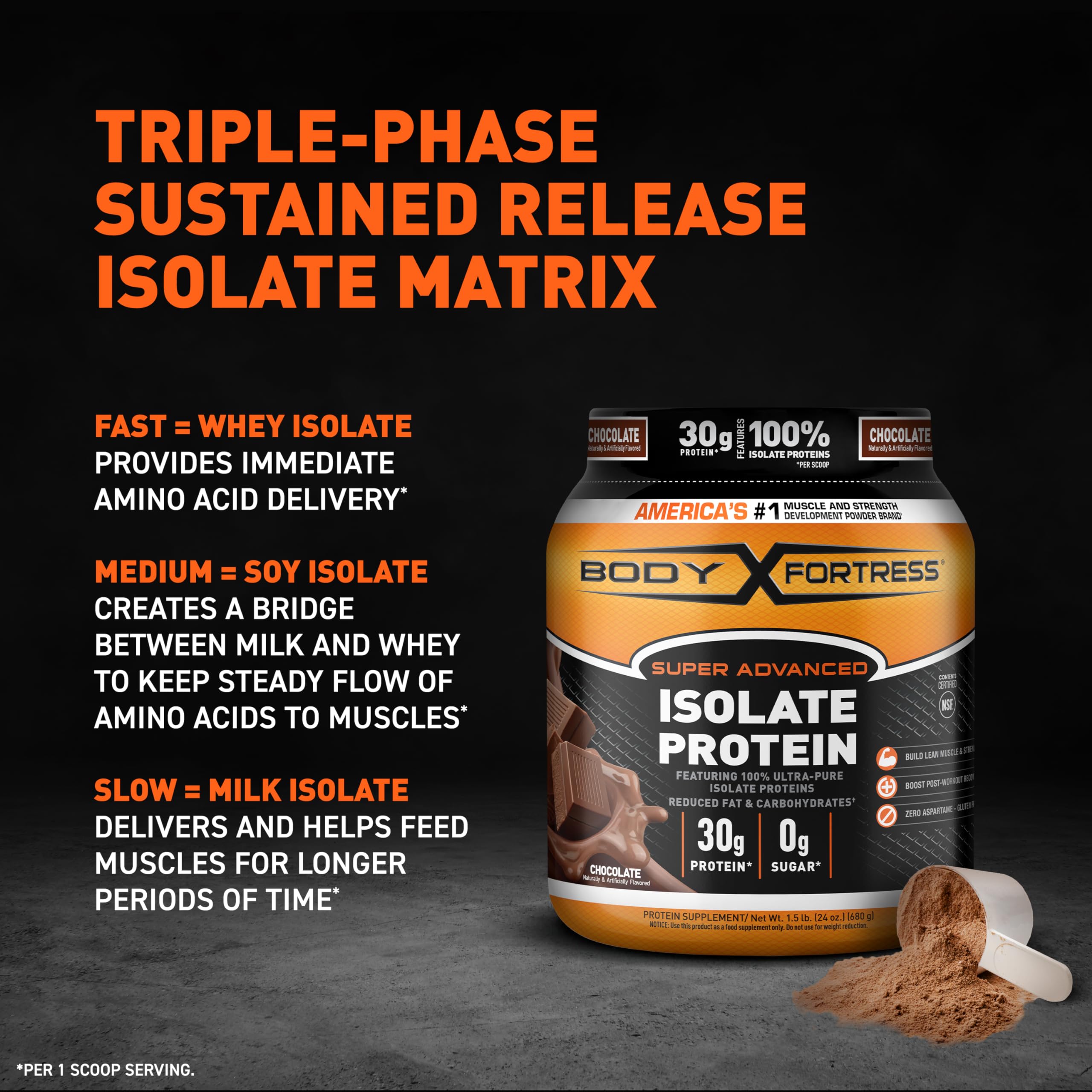 Body Fortress Super Advanced Isolate Protein, Chocolate Protein Powder Supplement Body FortressUS supplements