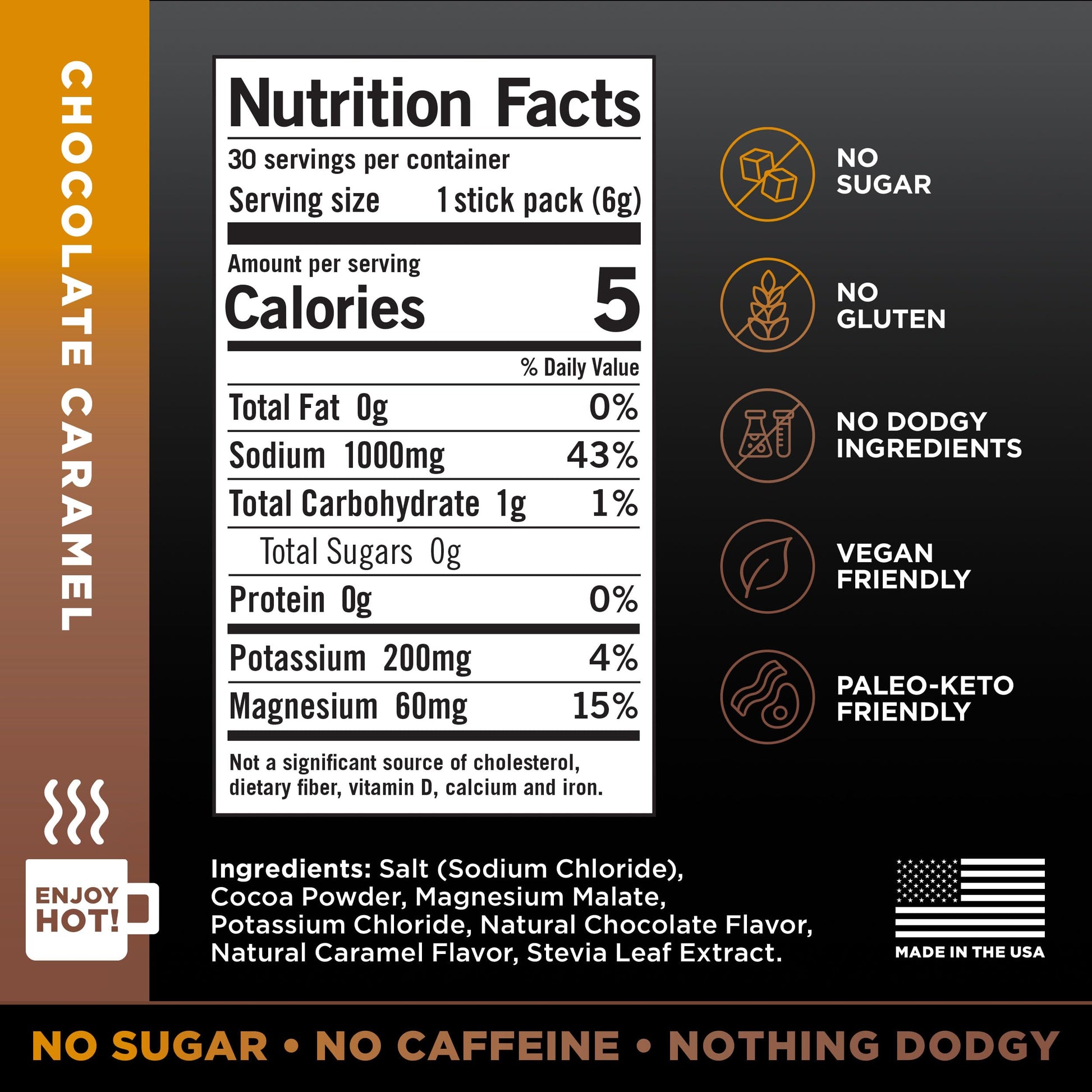 LMNT Zero Sugar Hot Chocolate or Coffee Mixer - Chocolate Caramel Salt | Drink Mix | 30-Count Drink LMNTUS supplements