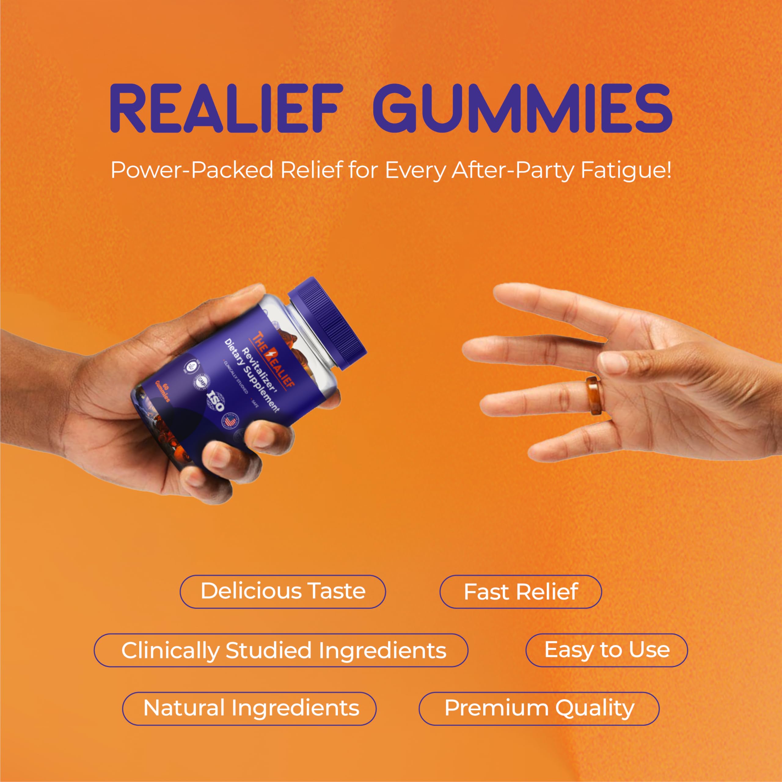 The Realief 60 Count Post Party Gummies – DHM, Milk Thistle & Electrolytes – Wellness Support – Strawberry Flavor – Wake Up Refreshed The RealiefAu supplements