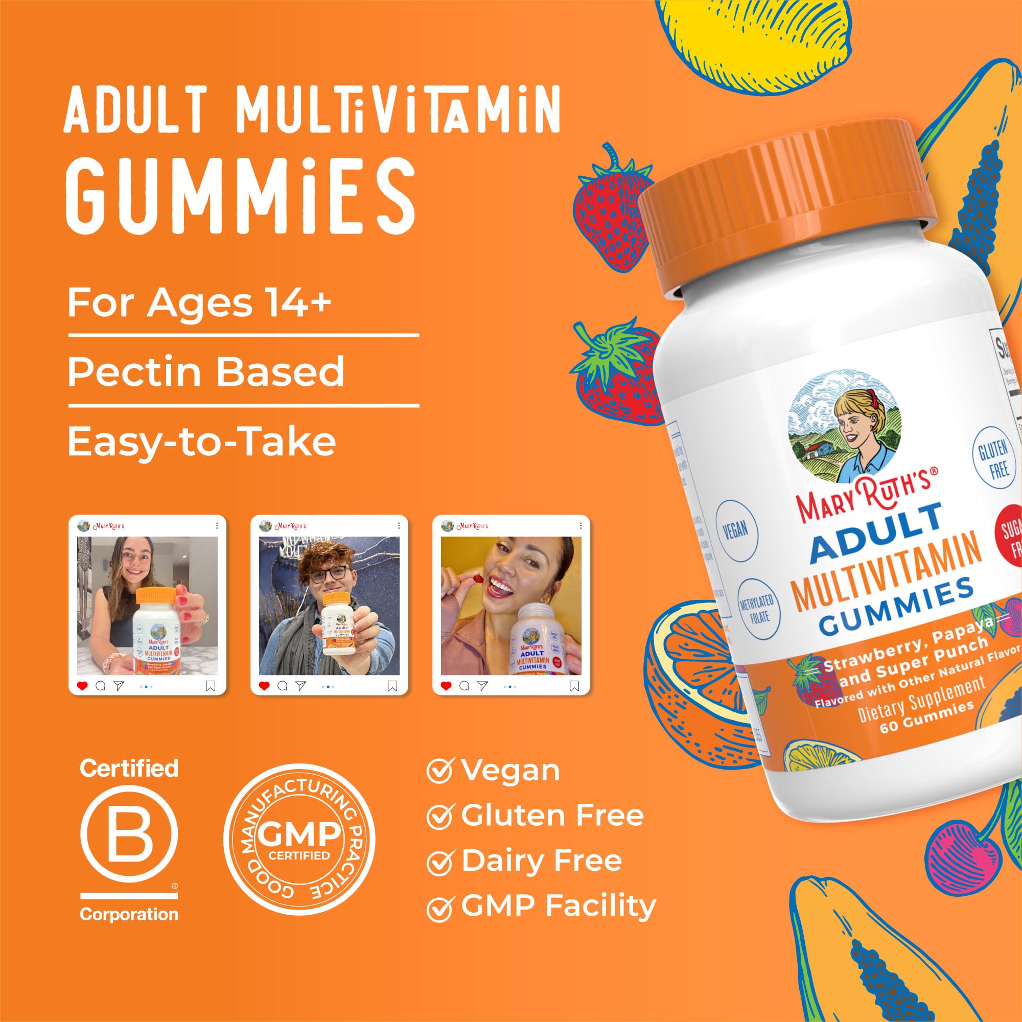 MaryRuth Organics Multivitamin for Women and Men | Sugar Free | Adult Multimineral Gummy with Vitamin C | MaryRuth OrganicsAu supplements