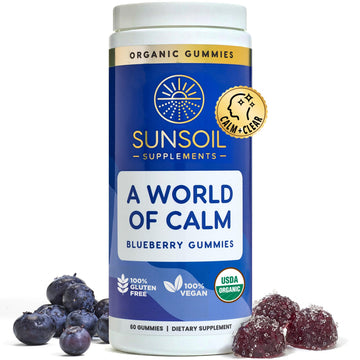 Sunsoil A World of Calm Organic Gummies, USDA Certified Organic, No Glucose, Vegan, Gluten-Free, Plant-Based Sunsoil SupplementsAu supplements
