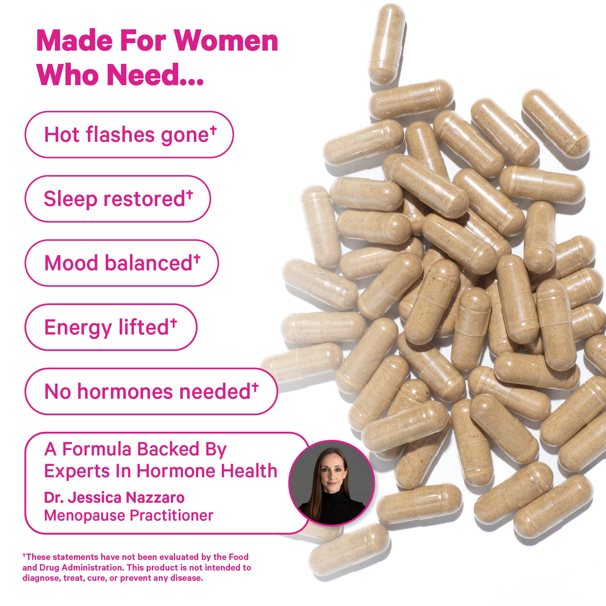 Pink Stork Menopause Support for Women - Hot Flash, Mood, Sleep, Weight, Cortisol & Hormonal Balance - Vegan, Estrogen-Free Perimenopause Relief - Ashwagandha, Maca - 60 Capsules Pink StorkAu supplements
