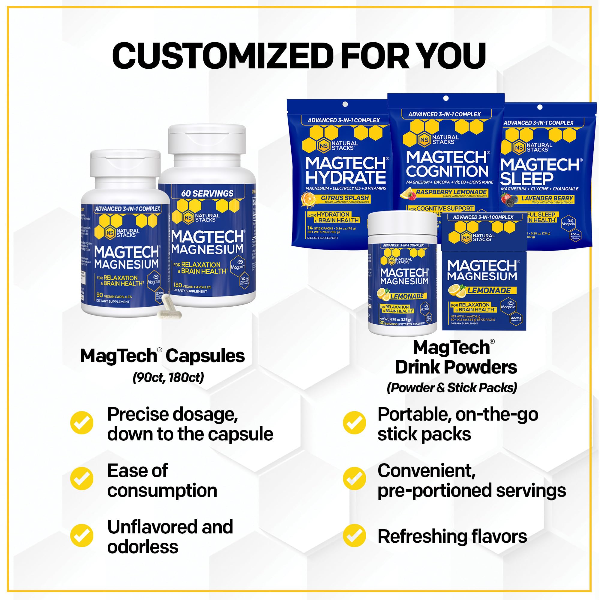 NATURAL STACKS Creatine Monohydrate & Magtech Hydrate Bundle - 2500mg Creatine + 200mg Elemental Magnesium Per Serving - Supports Hydration, Brain Health & Endurance - 44 Total Servings NATURAL STACKSAu supplements
